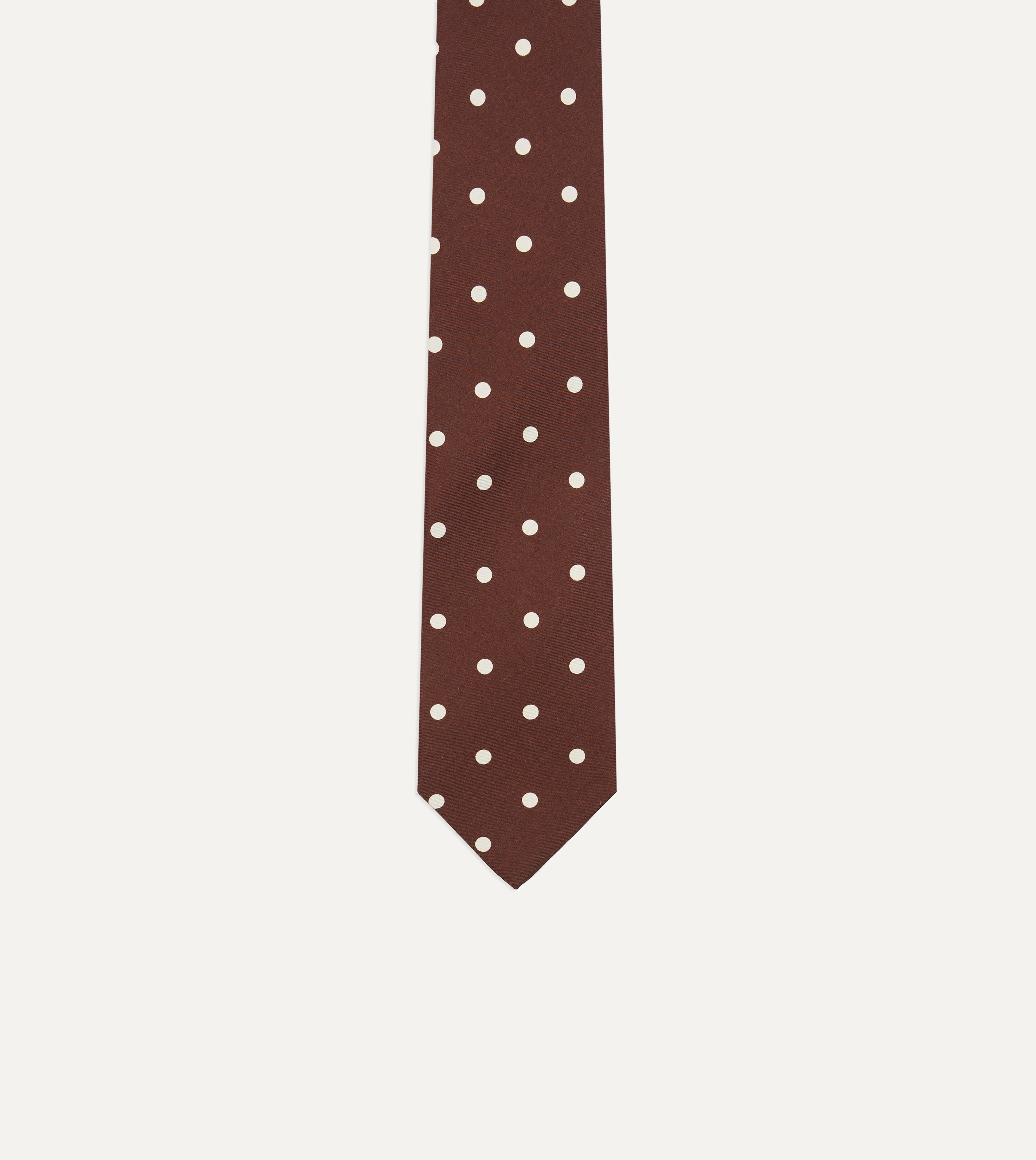 Elegant Brown Polka Dot Silk Self-Tipped Necktie for Men - Perfect for Weddings, Business Meetings & Formal Events