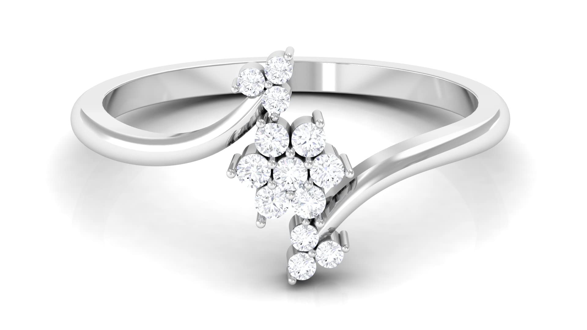 1/4 CT Diamond Flower Ring for Women - 14K Solid Gold Cluster Bypass Ring with Certified Diamonds, April Birthstone Jewelry | Elegant Gift for Anniversary, Engagement & Special Occasions
