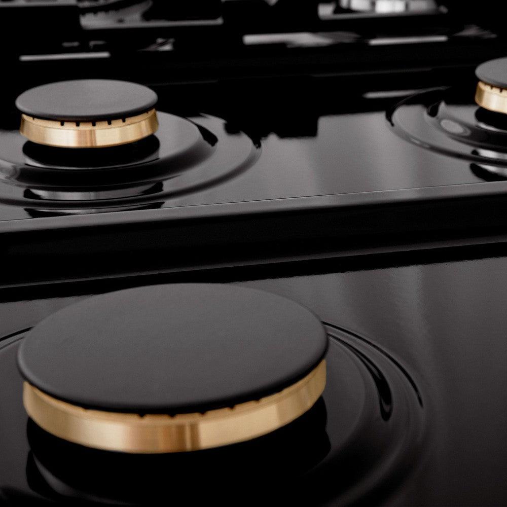 ZLINE 36 Inch Black Stainless Steel Gas Rangetop with 6 Brass Burners & Porcelain Cooktop - Professional Grade Kitchen Appliance for Home Chefs & Cooking Enthusiasts | Perfect for Gourmet Meals, Entertaining & Large Family Dinners