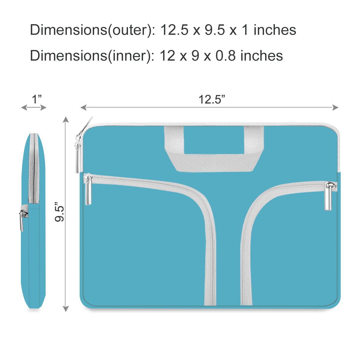 HESTECH Neoprene Laptop Sleeve for 11.6-12.3 Inch Chromebooks - Protective Case with Handle for Acer R11, HP Stream, Samsung, Surface Pro X/7/6/5/4/Go, MacBook Air/Pro M2 M1 - Lightweight & Durable Computer Bag for School, Office & Travel (Teal)