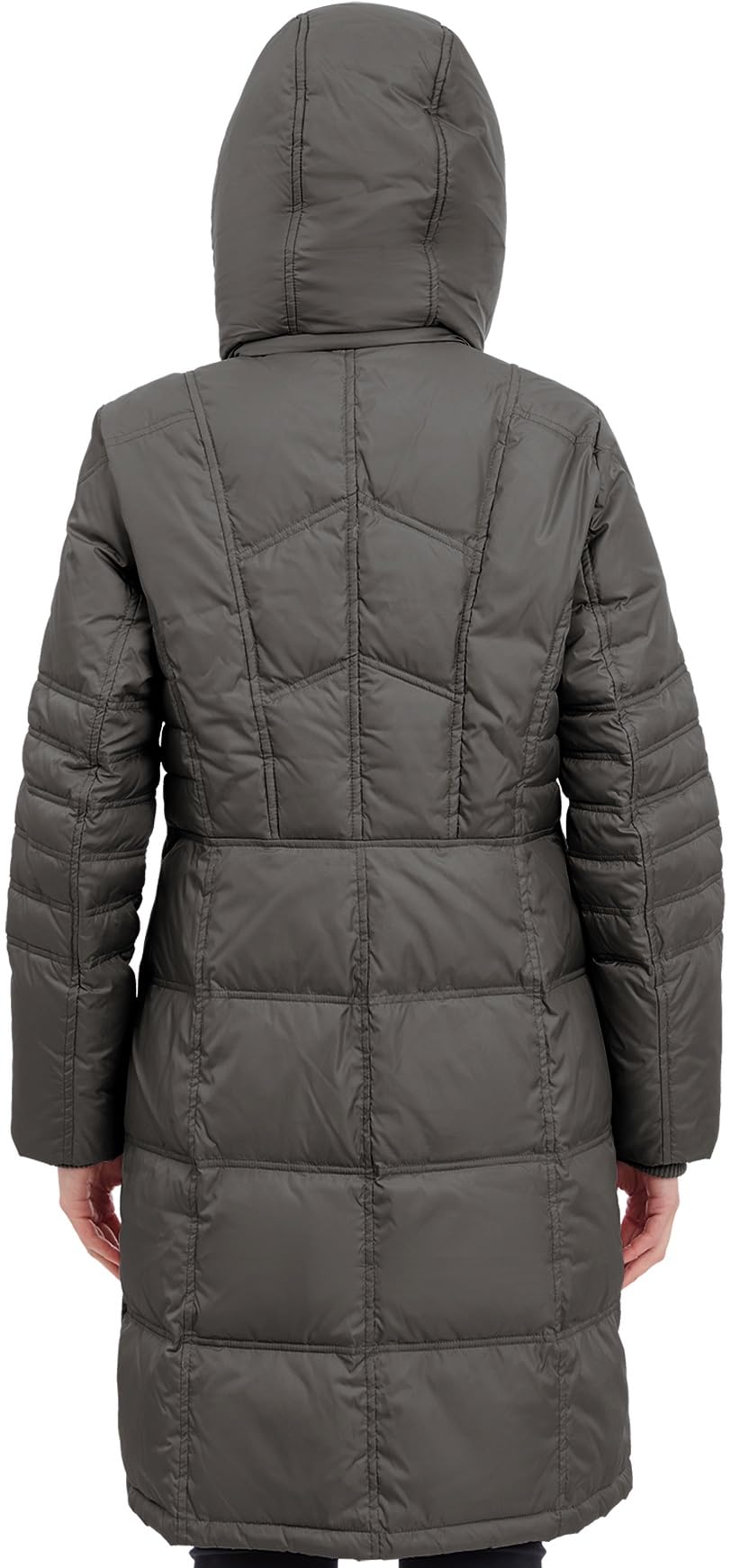 London Fog Women's Chevron Faux Fur Coat - Winter Warm Hooded Style