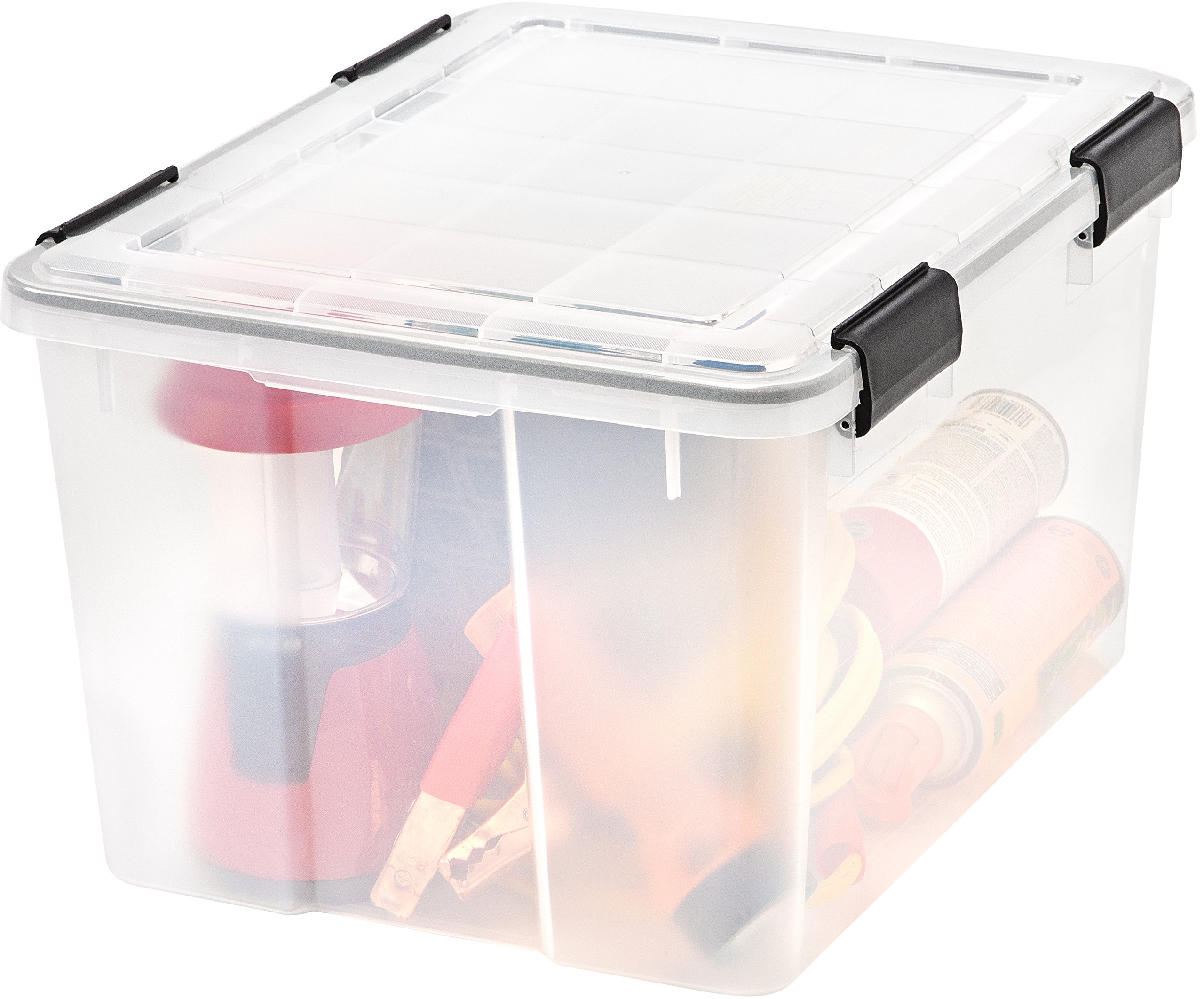 IRIS USA 46.6 Quart Plastic Storage Bins with Lids - 6 Pack of Durable Stackable Organizing Containers with Secure Latches for Home, Office & Garage Organization