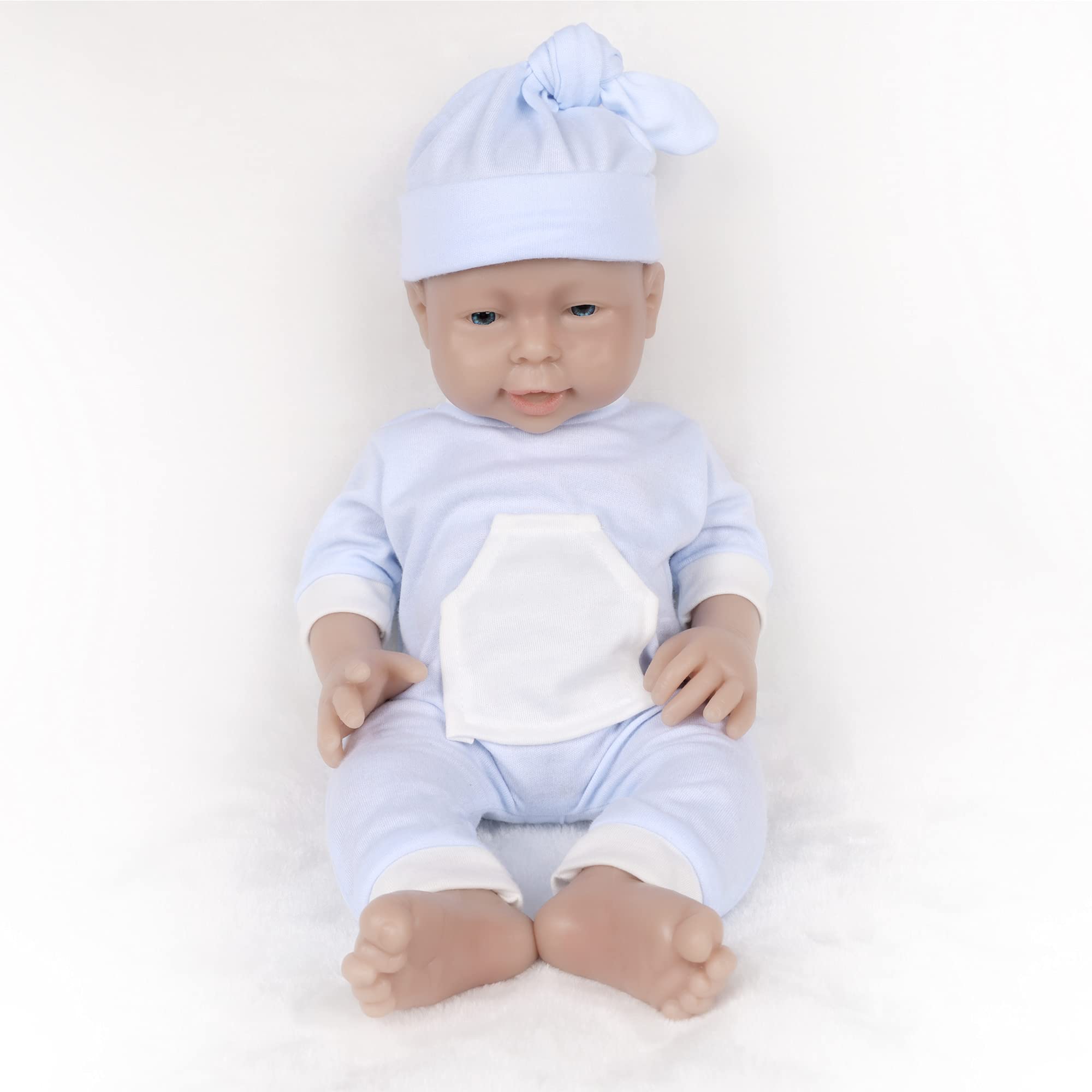 JIYUAN BOBO 16-inch Realistic Reborn Baby Doll - Full Body Solid Silicone Handcrafted Boy Doll, Lifelike Collectible for Nursery Decor, Photography Props & Gift Giving
