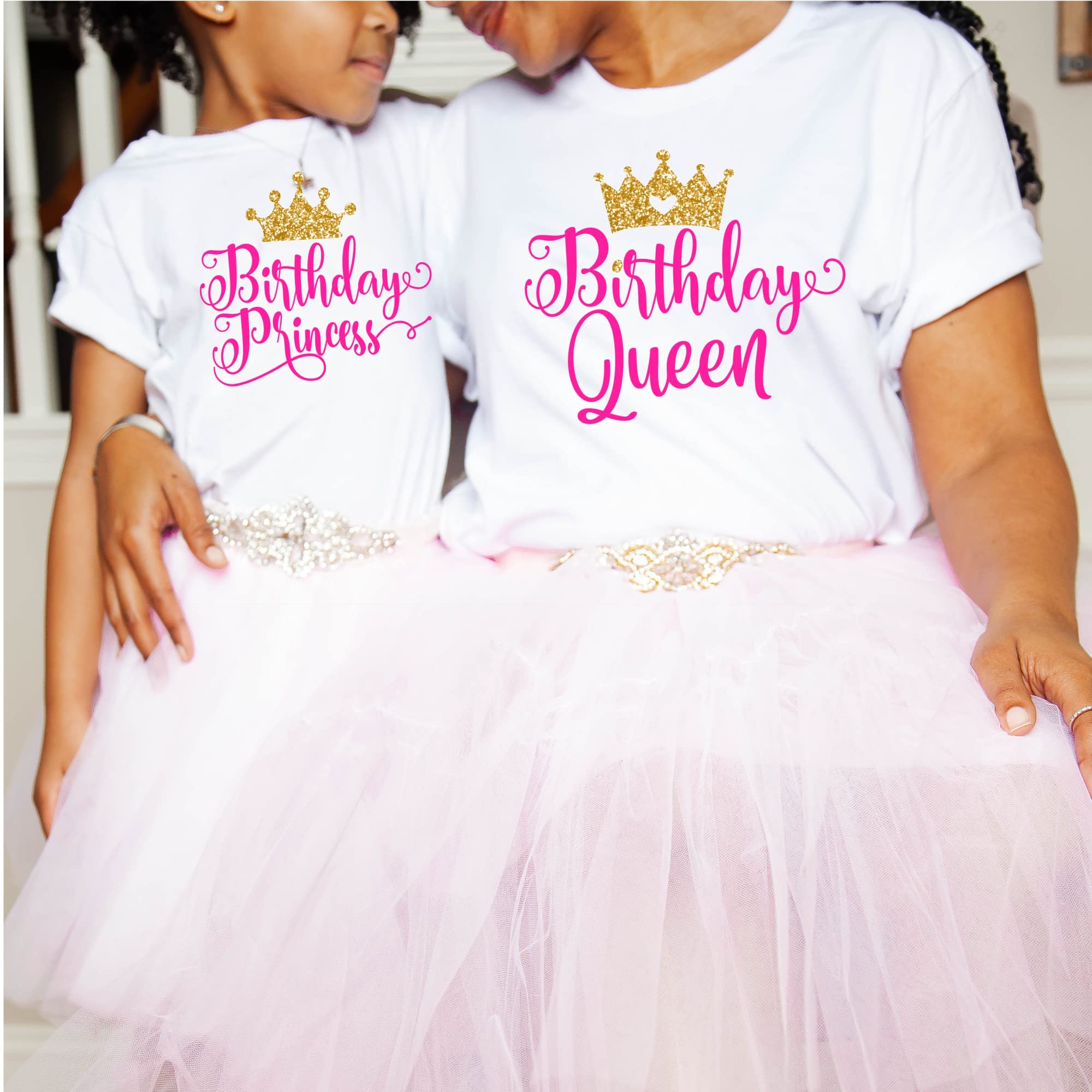 Mommy and Me Birthday Shirts - Matching Birthday Queen Shirts for Women & Birthday Princess Shirts for Girls (Size S, Pink) | Perfect for Mother-Daughter Birthday Parties, Family Celebrations & Photo Shoots