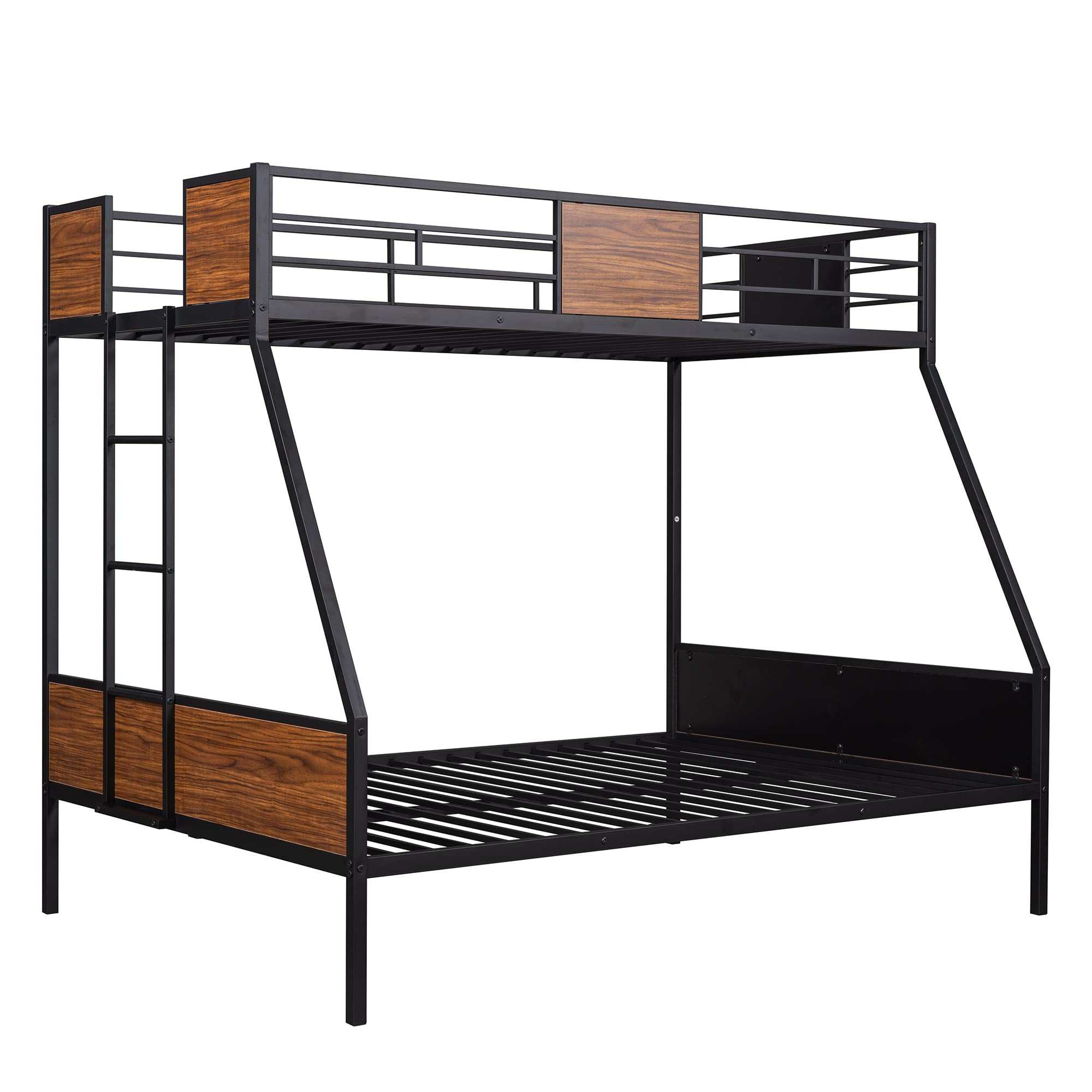 Twin Over Full Metal Bunk Bed Frame - Sturdy Steel Bunk Beds for Kids, Teens & Adults - Modern Black Bedroom & Dorm Furniture for Space Saving