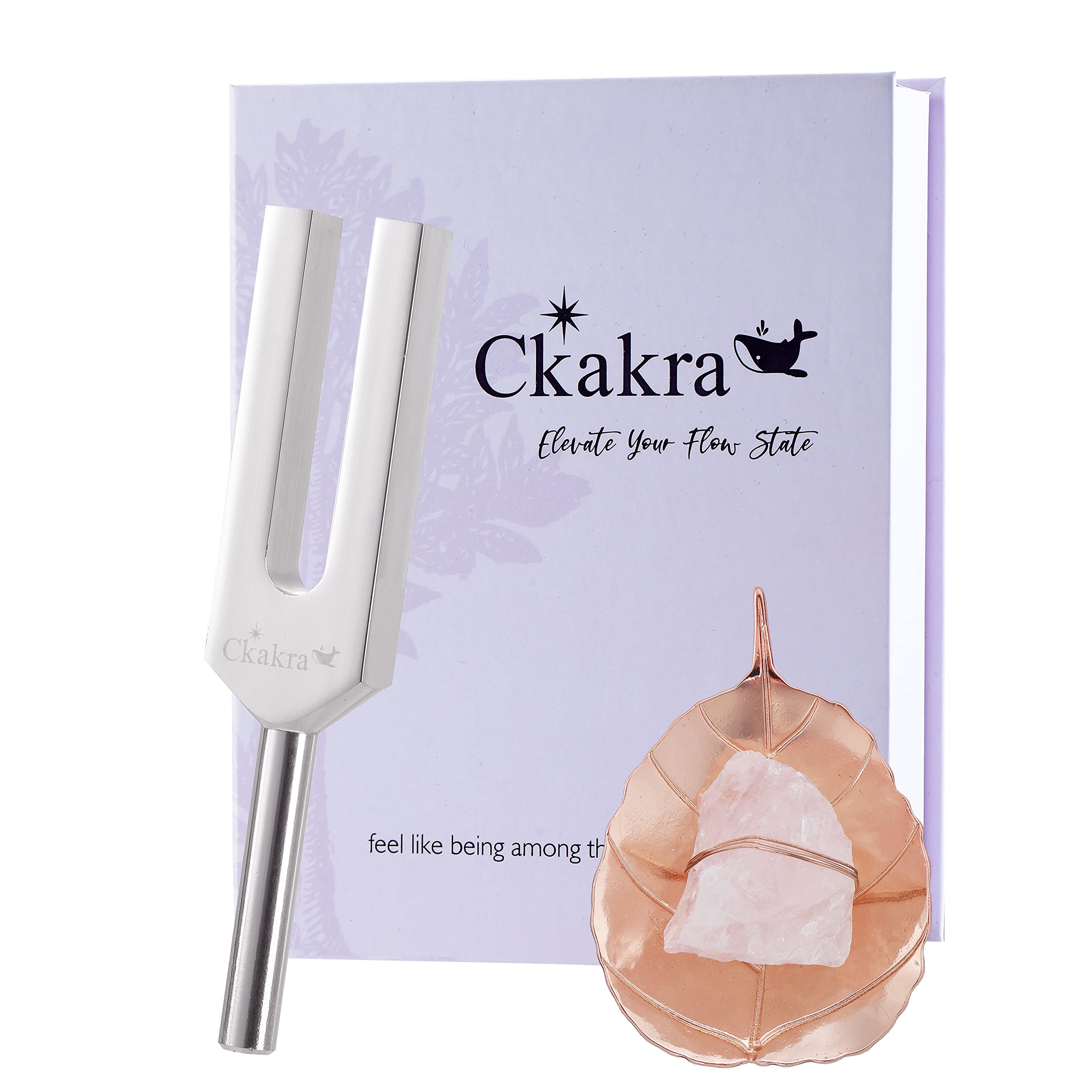 **2048Hz Chakra Sound Therapy Tuning Fork Set with Rose Quartz Crystals - Healing, Meditation & Zen Decor - Self Care Gift for Women - Lilac Box & Rose Gold - Perfect for Yoga, Reiki & Relaxation**