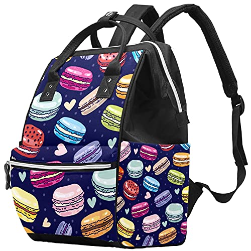 **Large Capacity Diaper Backpack for Baby Girls & Boys - Waterproof Maternity Nappy Bag with Insulated Pocket | Stylish Macaron Cake Heart Design in Navy Blue | Perfect for Travel, Daycare & On-the-Go Parents**