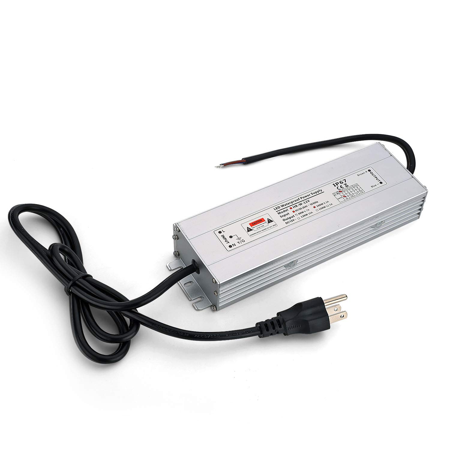 12V 100W LED Driver Power Supply - IP67 Waterproof AC 110V to DC 12V Transformer with 3-Prong Plug - for LED Strip Lights, Landscape Lighting & Outdoor Use - Perfect for Garden, Patio & Home Decoration