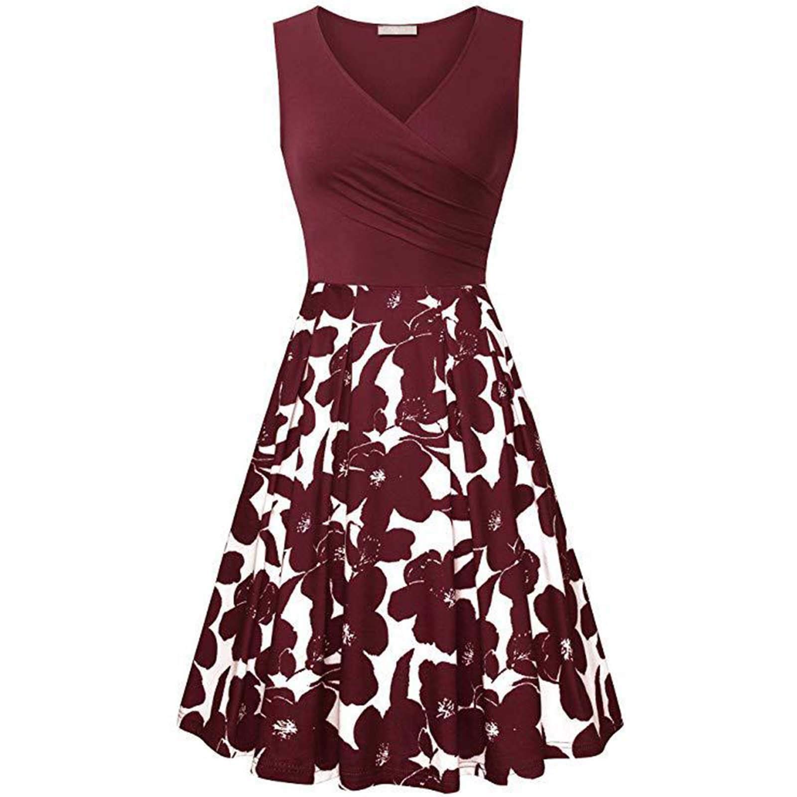 Women's Floral Cocktail Dress - Sexy V-Neck Sleeveless Party Dress for Prom, Evening Gowns & Special Occasions | Perfect for Weddings, Date Nights & Formal Events