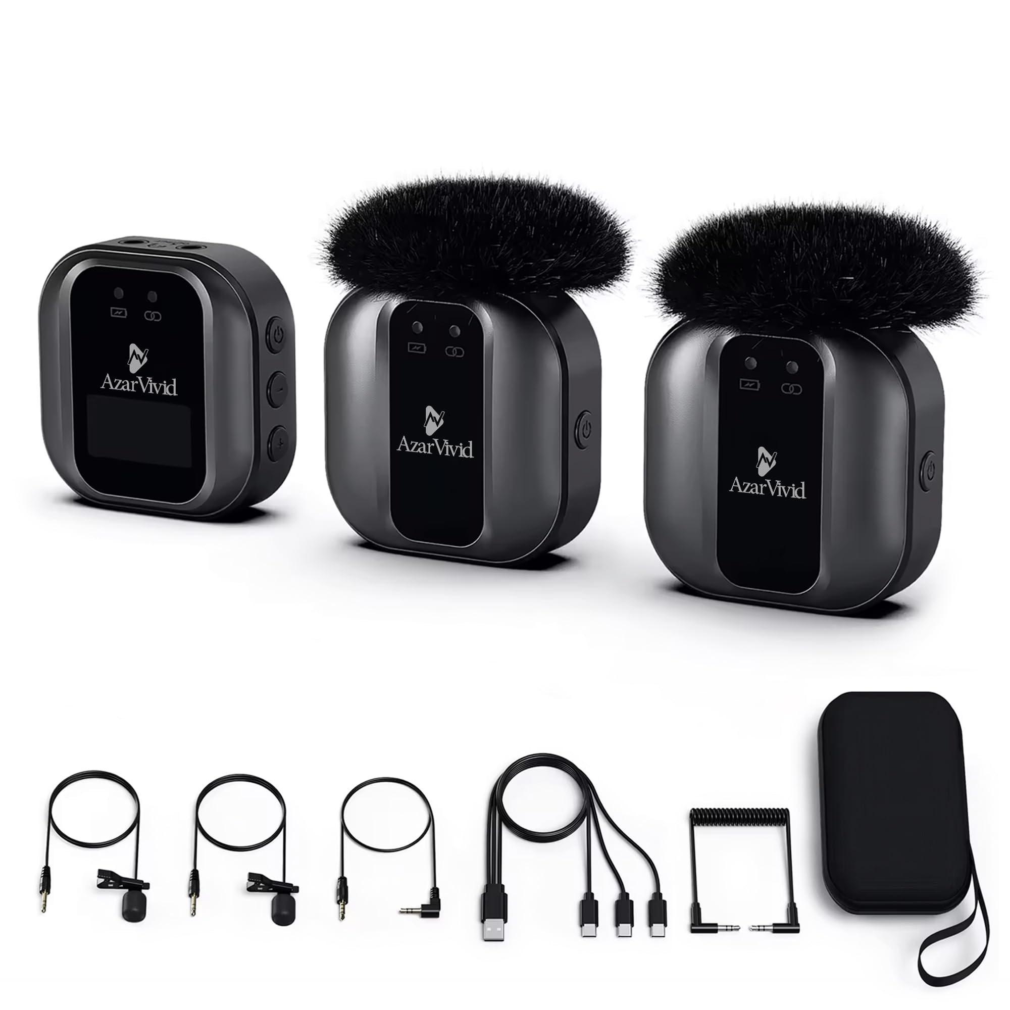Wireless Dual Lavalier Microphone Set for Vlogging, Streaming, Podcasting - Compatible with iPhone, Android, DSLR & Laptop - Perfect for YouTube Creators, TikTok Videos & Online Teaching