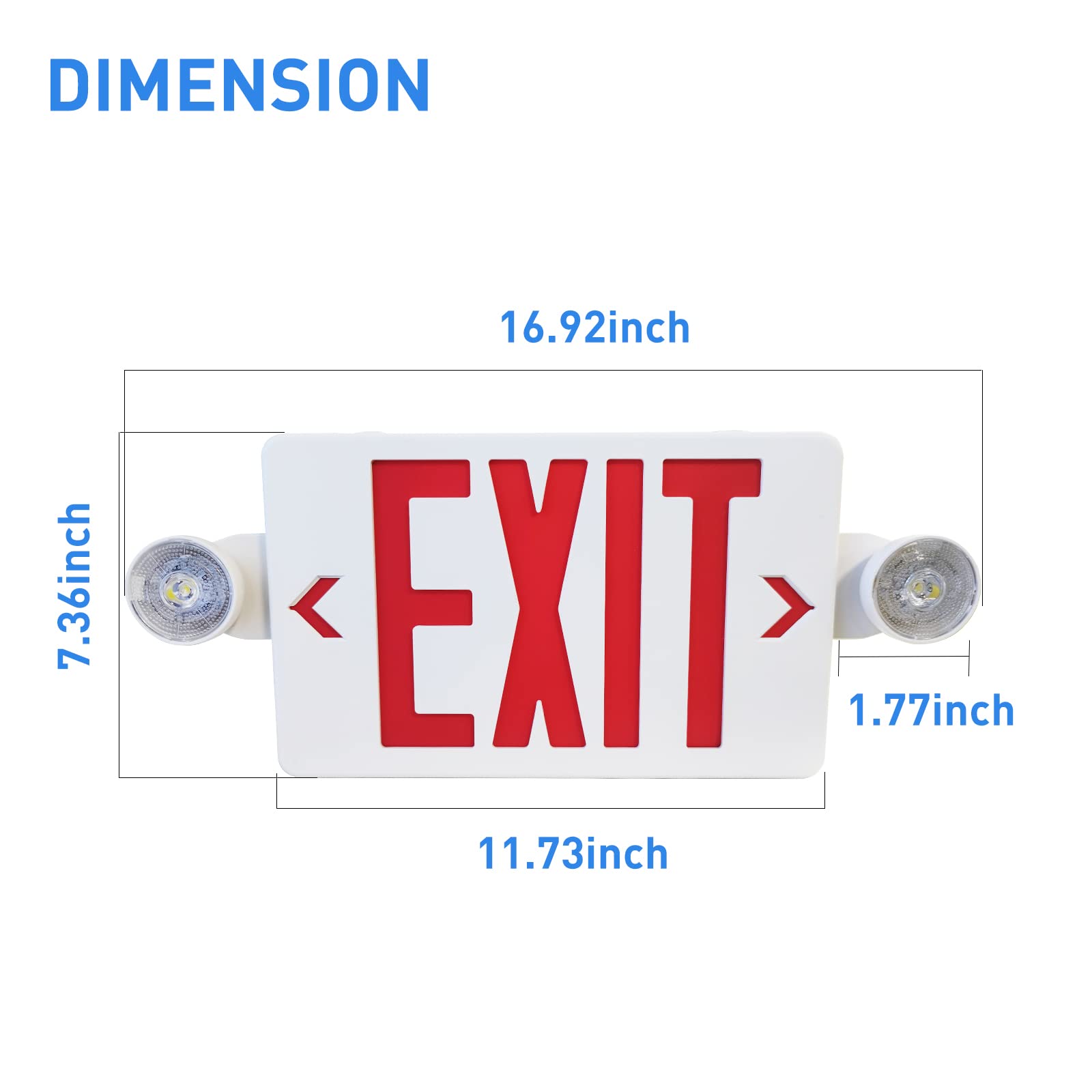 OSTEK UL Certified 120-277V Emergency Exit Sign with Backup Battery - ABS Fire Safety Red Double Face Sign with 2 Adjustable Flood Lights & 90min Backup (6 Pack) - Ideal for Commercial Buildings, Warehouses & Public Safety Areas