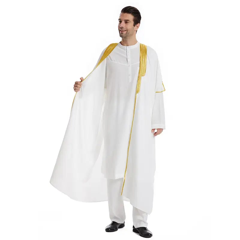 Premium Middle Eastern Arab Men's Sheikh Bisht - Traditional Embroidered Robe for Weddings, Festivals & Special Occasions
