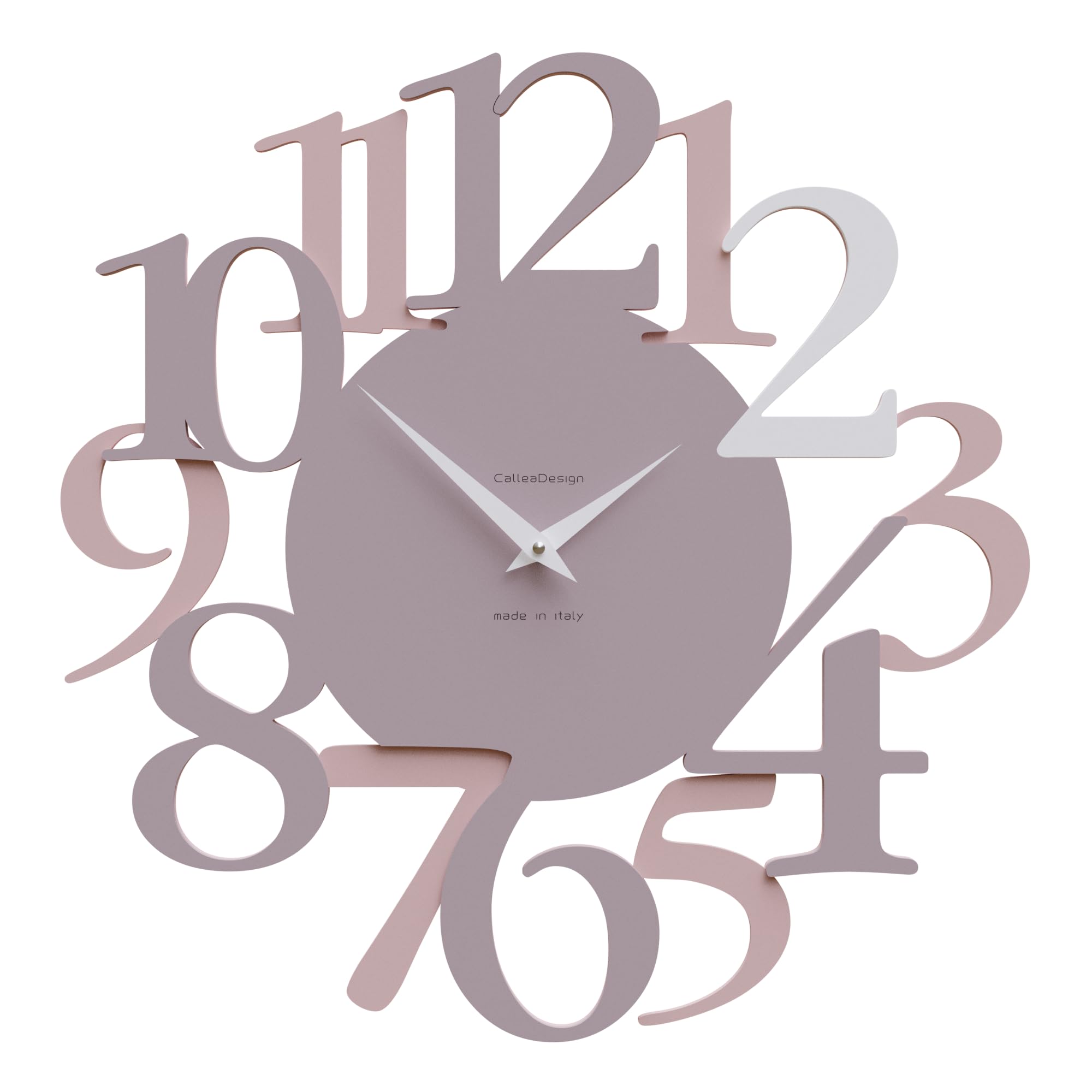CalleaDesign 17.7 Inch Modern Wall Clock - Russell Plum Grey for Living Room, Bedroom & Office Decor | Silent Non-Ticking Battery Operated Clock