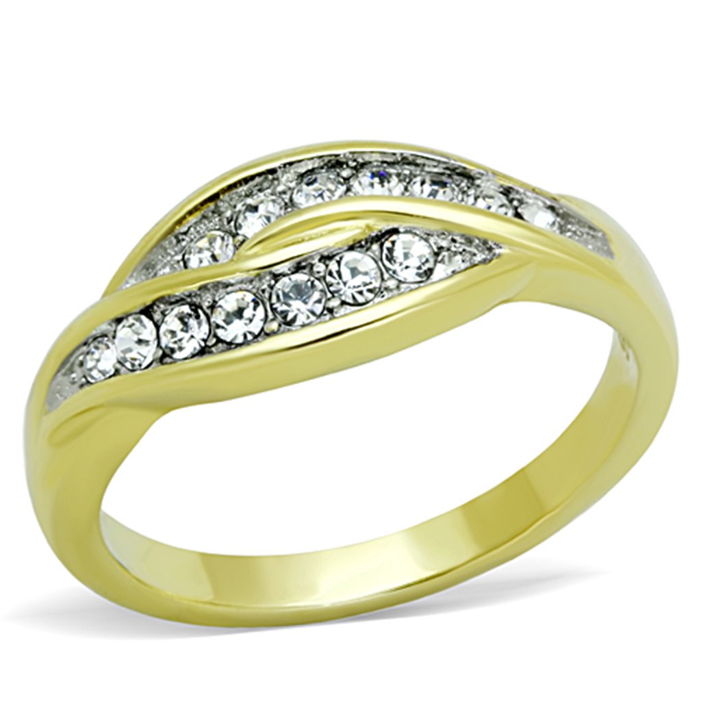 Elegant Clear Crystal Overlay IP Gold Minimalist Ring for Women - Perfect for Everyday Wear, Parties & Special Occasions