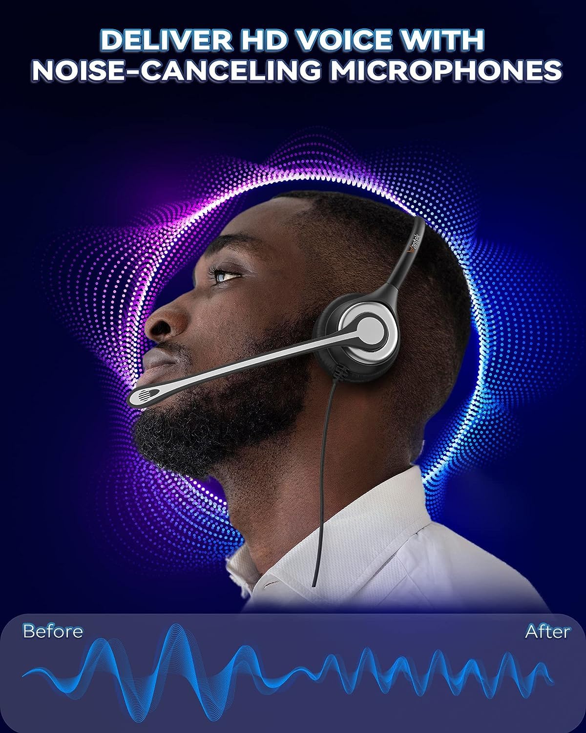 Wantek Noise Cancelling Wired Phone Headset with Microphone - RJ9 Compatible with Cisco IP Phones 6851 7821 7841 7861 7940 7942 7945 7962 7965 8811 8841 8845 8851 9971 - Ideal for Call Centers, Office Communications & Customer Service