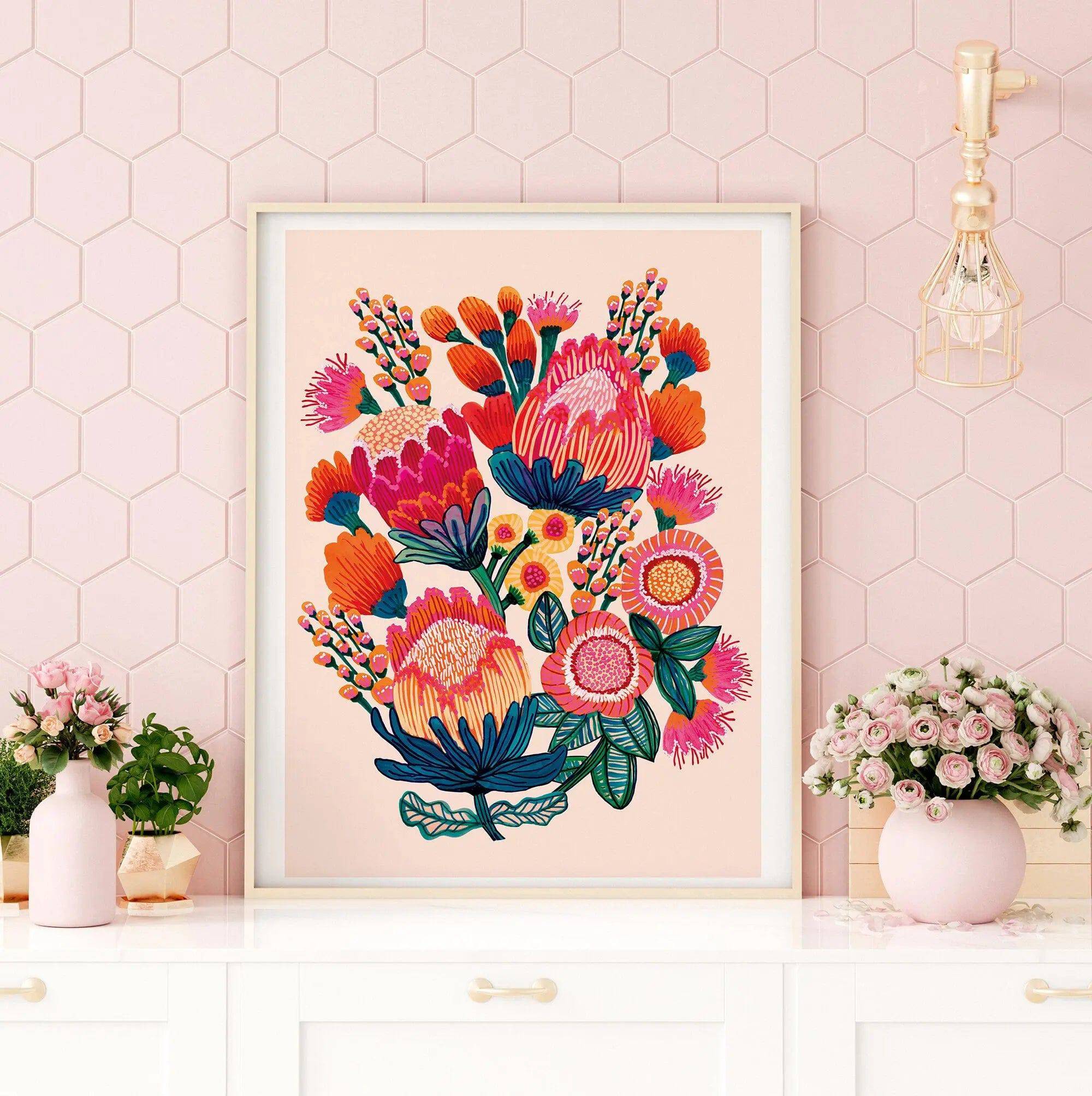 Bush Bounty Botanical Wall Art Print - Nature Inspired Home Decor for Living Room, Bedroom & Office - Perfect for Plant Lovers & Interior Design