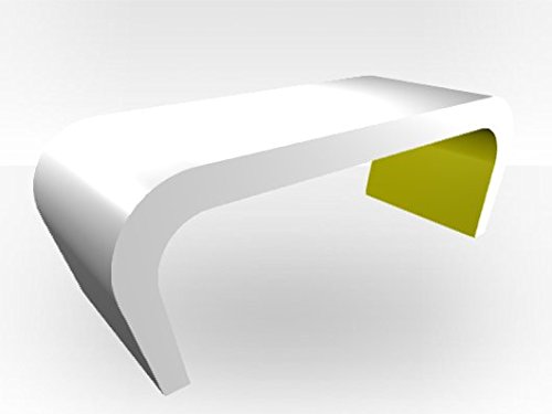 Zespoke White Outer Wedge Coffee Table with Green Glossy Inner - Modern Living Room Centerpiece for Home Decor