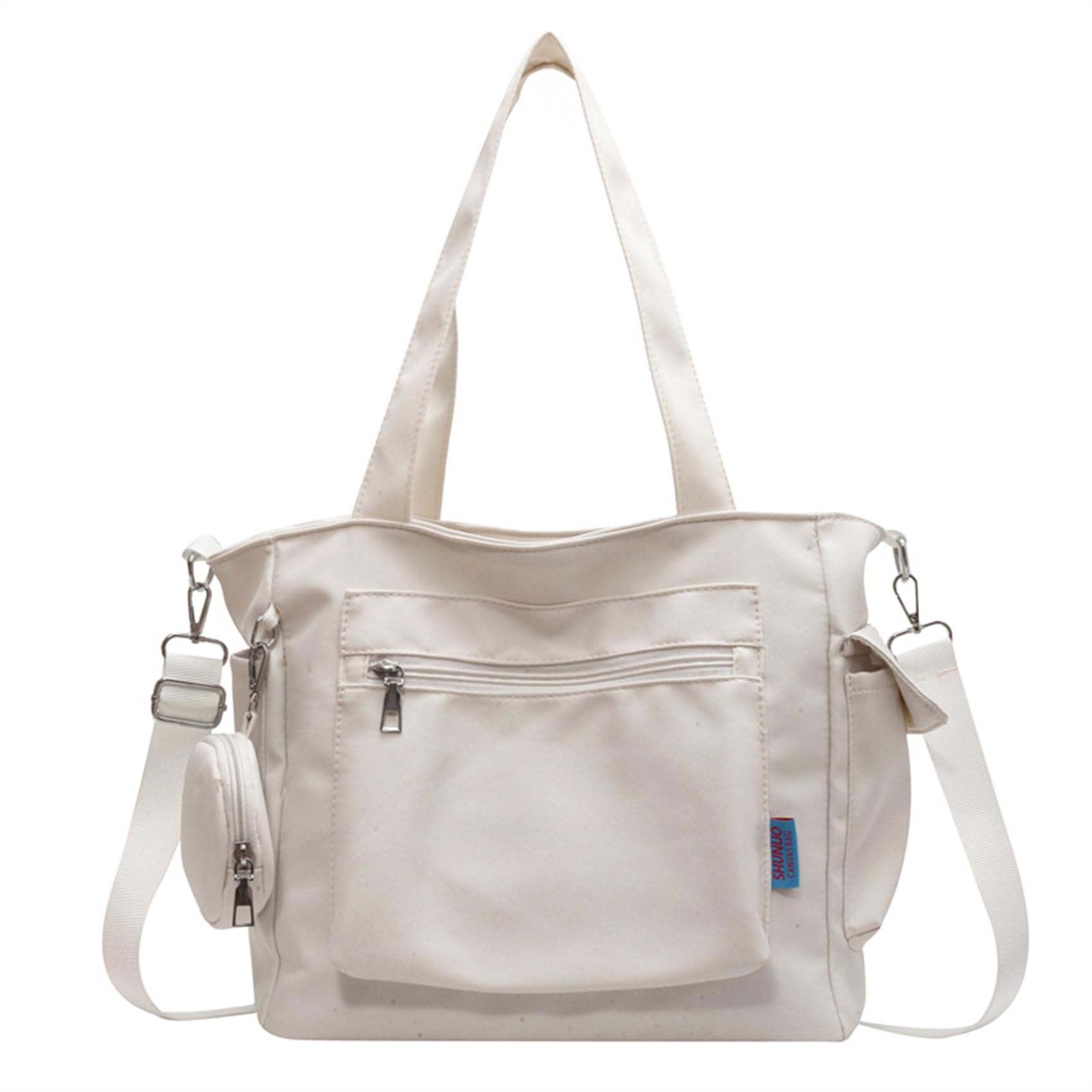 Stylish Large Capacity Canvas Tote Bag for Women - Durable Crossbody Handbag with Multiple Pockets for Work, Travel, Shopping & College | Perfect Everyday Carry-All for Commuters, Students & Professionals