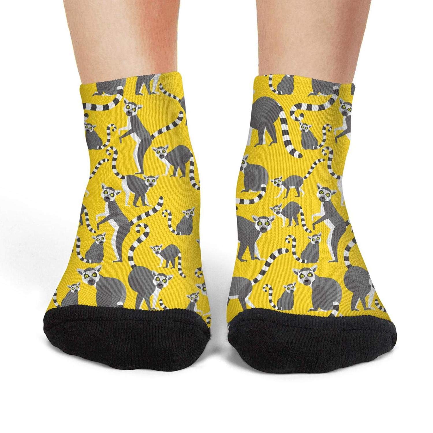 Women's No Show Ankle Socks - Breathable Athletic Sports Socks with Madagascar Lemur Print - Perfect for Running, Gym Workouts & Casual Wear