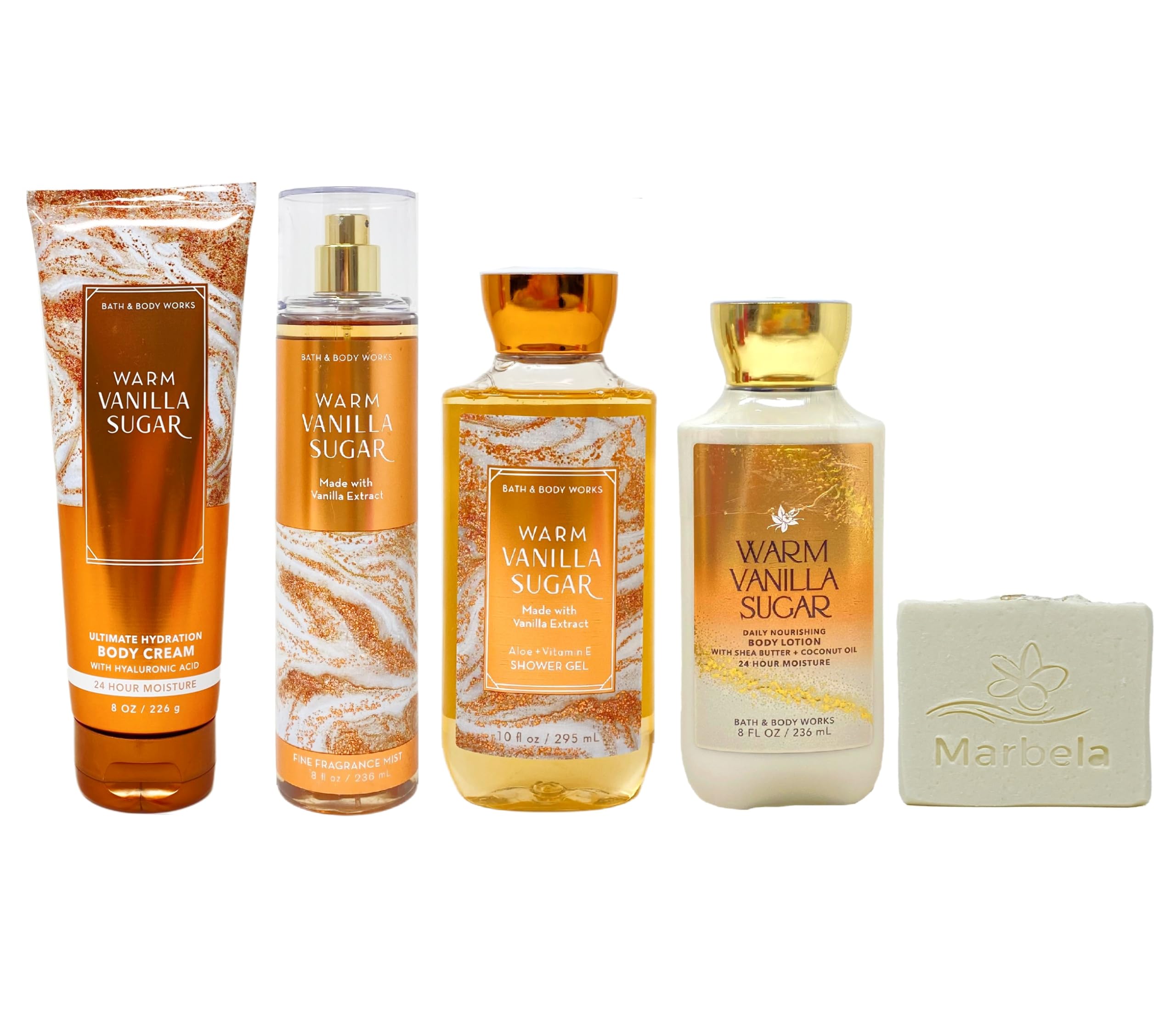 Bath & Body Works Warm Vanilla Sugar Gift Set - Fragrance Mist, Body Cream, Shower Gel & Lotion with Oatmeal Soap | Luxurious Vanilla Scented Body Care Bundle for Women | Perfect for Holidays, Birthdays & Self-Care Gifts