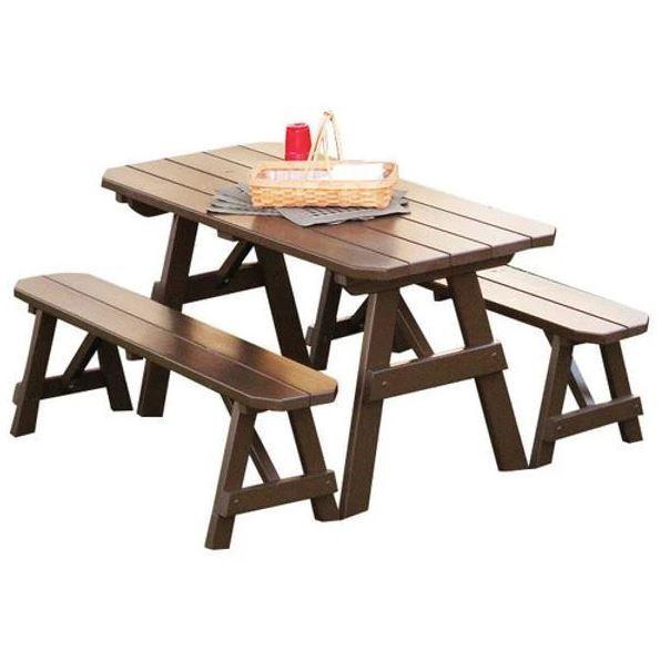 Unfinished Yellow Pine Traditional Dining Table with 2 Benches - Rustic Farmhouse Kitchen & Dining Room Furniture Set for Country Style Homes