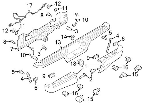 Ford FL3Z-17906-CPTM Rear Bumper Assembly - Replacement Part for Ford Trucks & SUVs | Perfect for Collision Repair & Vehicle Restoration