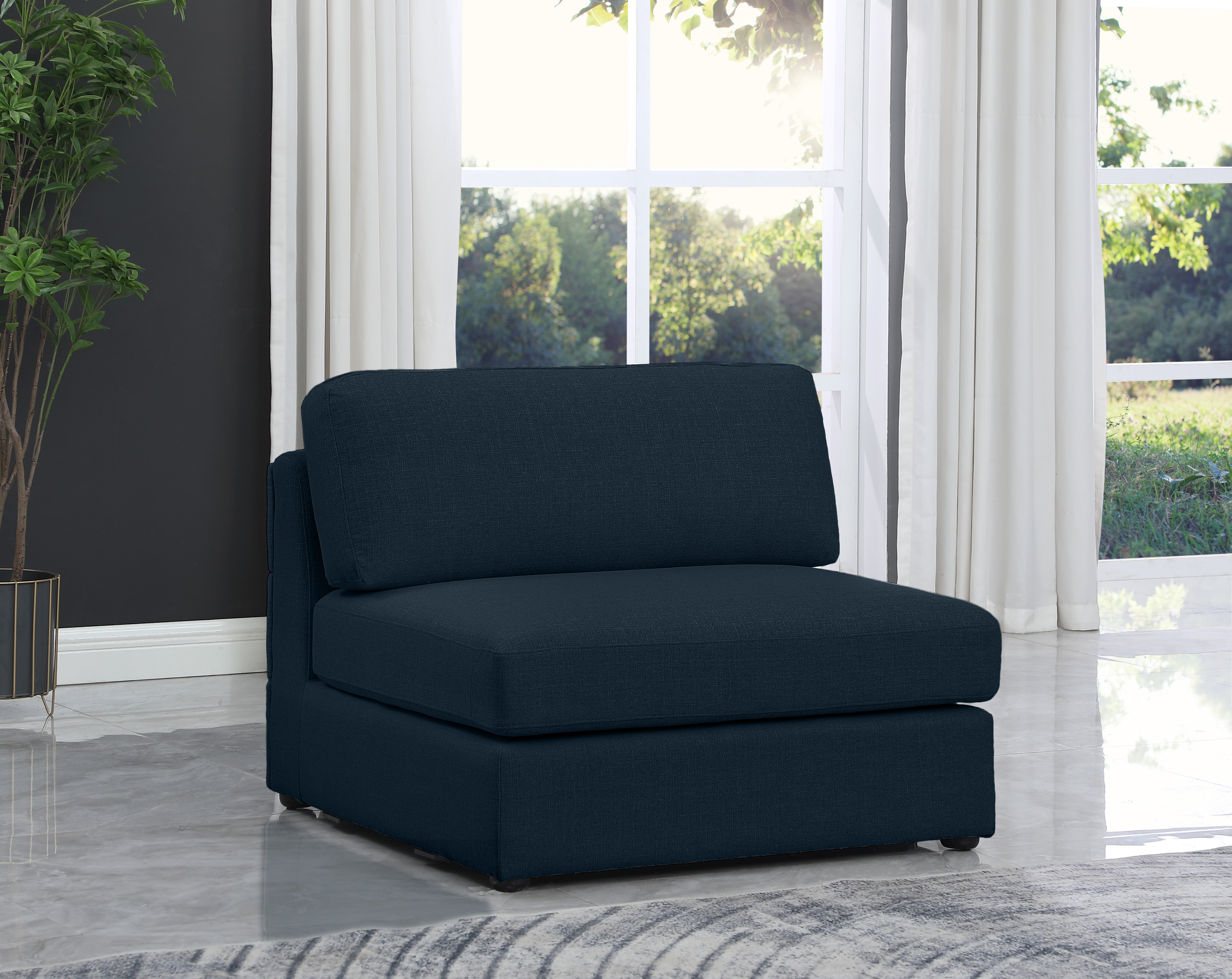 Beckham Durable Linen Textured Fabric Armless Chair - Modern Home Office & Living Room Accent Furniture for Relaxing & Decor
