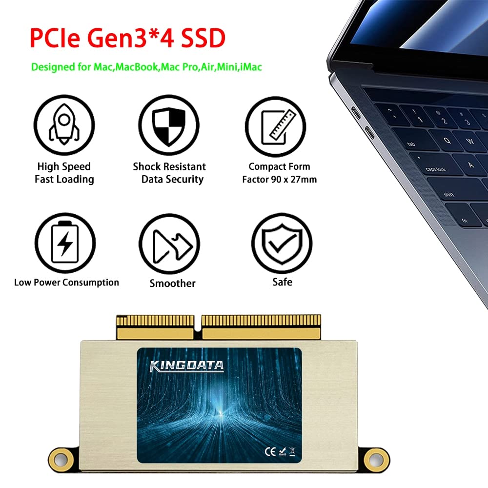 KINGDATA 1TB SSD for MacBook Pro A1708 PCIe Gen3x4 M.2 NVMe Internal Solid State Drive - Upgrade Storage for MacBook Pro (2016-2017) | Fast Performance for Video Editing, Gaming & Professional Work
