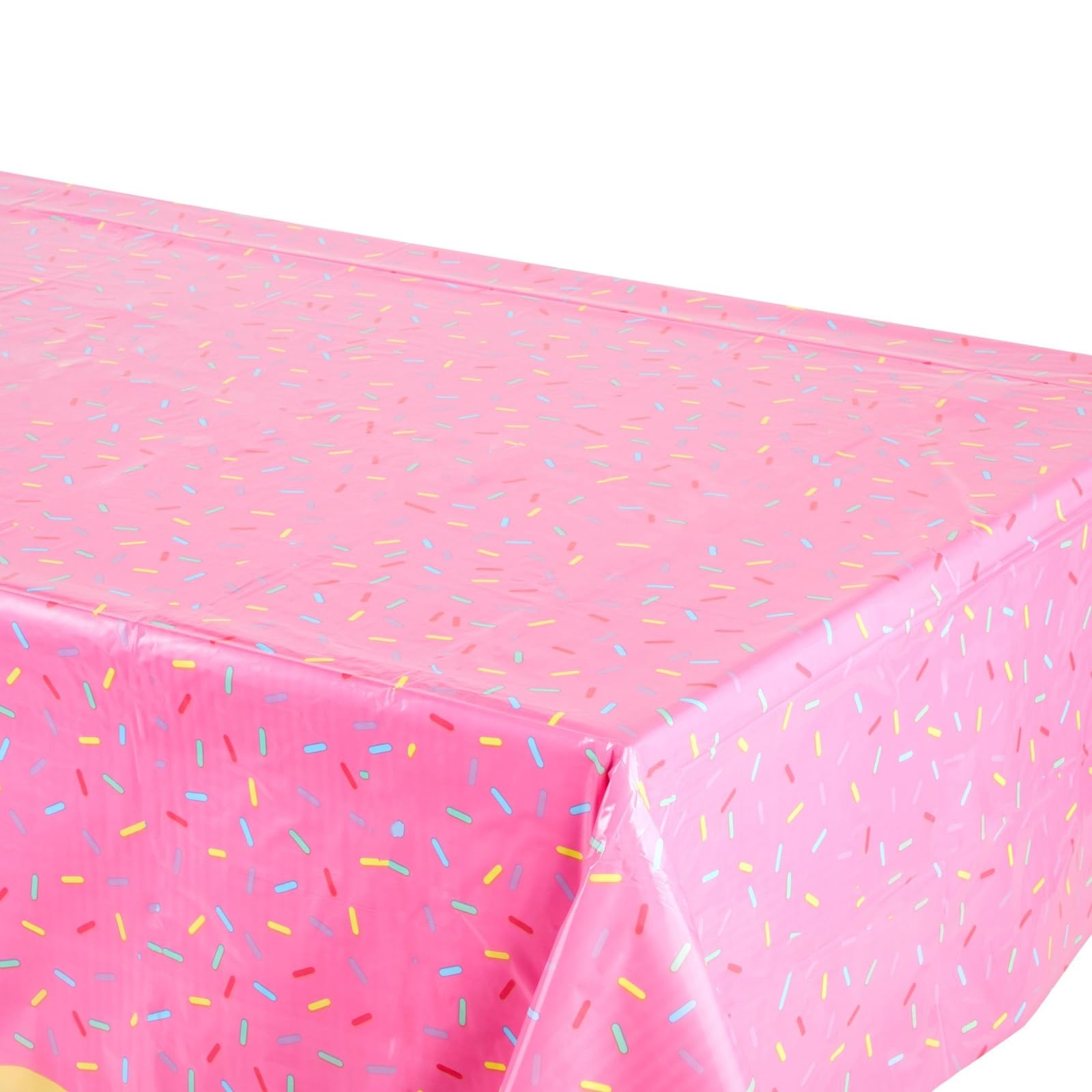 BLUE PANDA 3 Pack Donut Birthday Party Table Covers - 54x108 Inch Pink Sprinkle Disposable Plastic Tablecloths for Donut Themed Parties, Baby Showers & Events - Perfect for Dessert Tables, Buffet Displays & Birthday Decorations