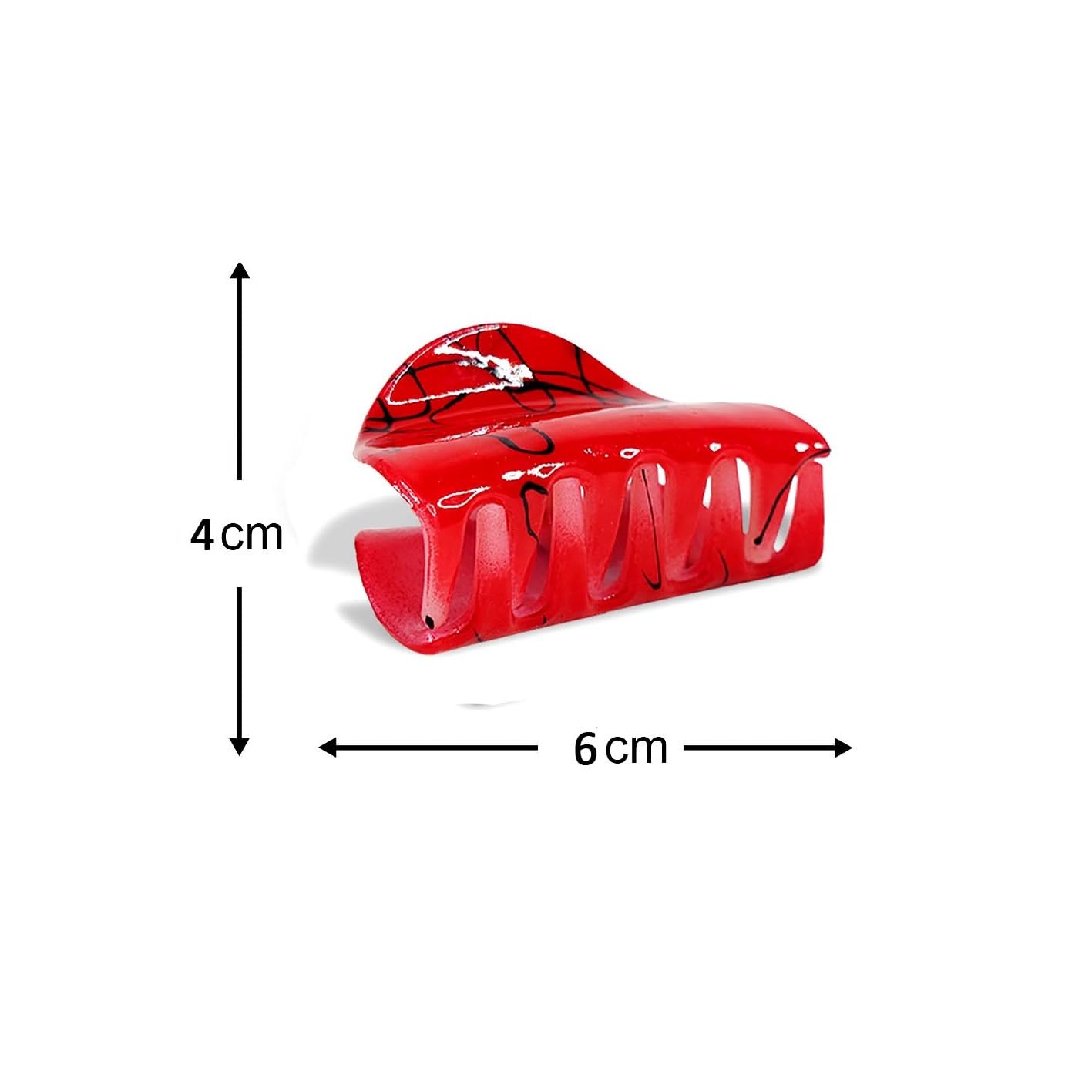 Elegant Plastic Glossy Printed Rectangle Hair Claw Clips for Women - Pack of 6 Multicolor Hair Clips - Perfect for Updos, Ponytails & Everyday Hairstyles