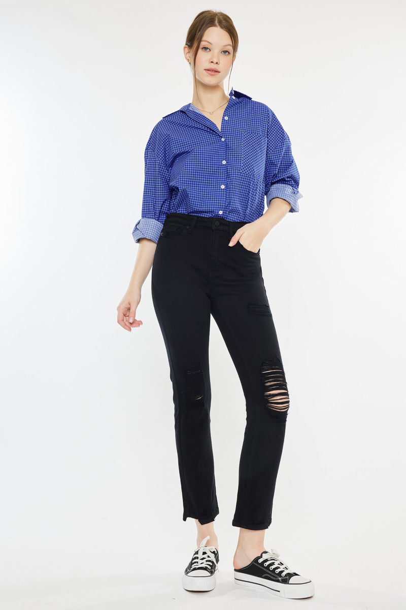 Haven Ultra High Rise Slim Straight Leg Jeans for Women - Stretch Denim Pants, Comfortable & Flattering Fit - Perfect for Casual Outfits, Workwear, and Everyday Style