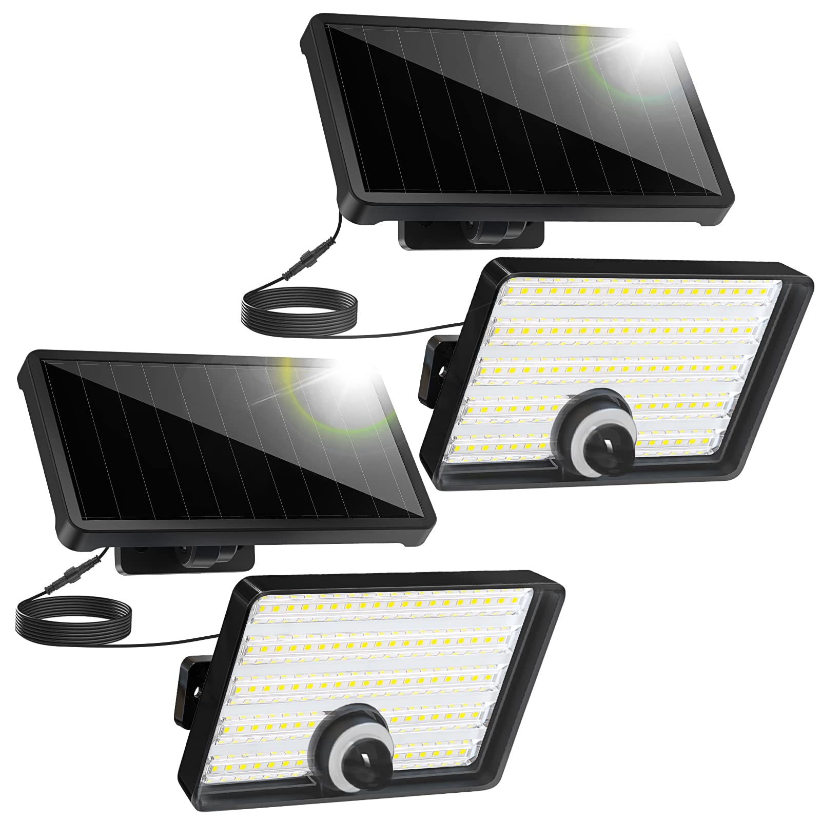 2000 Lumens Solar Motion Sensor Outdoor Lights - 88 LED Waterproof Security Lighting for Front Door, Shed, Patio, Barn, Garden & Garage - Wall Mount Dusk to Dawn Sensor (2 Pack) - Ideal for Home Security & Pathway Illumination