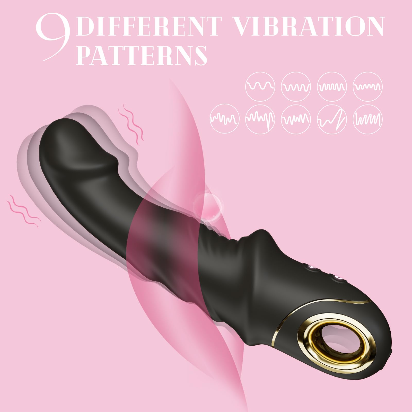 9 Inch G Spot Vibrator for Women - 9 Powerful Vibration Modes, Ultra Quiet Black Dildo with Raised Ridges for Clitoral & Anal Stimulation | Perfect for Solo Play, Couples & Sensual Exploration