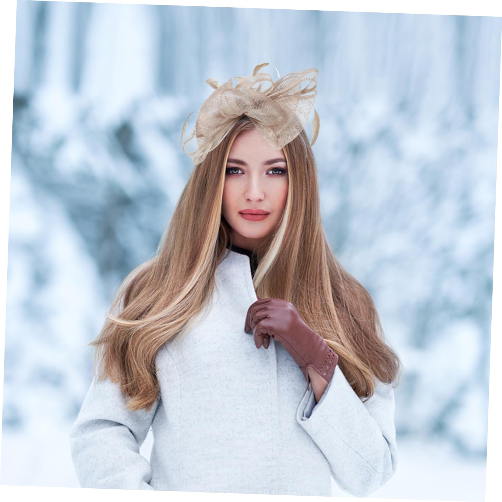 Lurrose Women's Headbands - Elegant Hair Accessories for Tea Party, Wedding, Bridal Veil & Special Occasions - Grey Fascinator Headband with Hair Clip - Perfect for Women's Events and Formal Gatherings