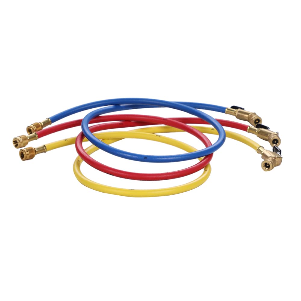 Hilmor 48-Inch High Pressure Hose with Ball Valve End - 800 PSI Rated, Heavy Duty Air Hose for Air Compressors (Pack of 3, Multicolor) - Ideal for Automotive Repair, Industrial Use & Pneumatic Tools