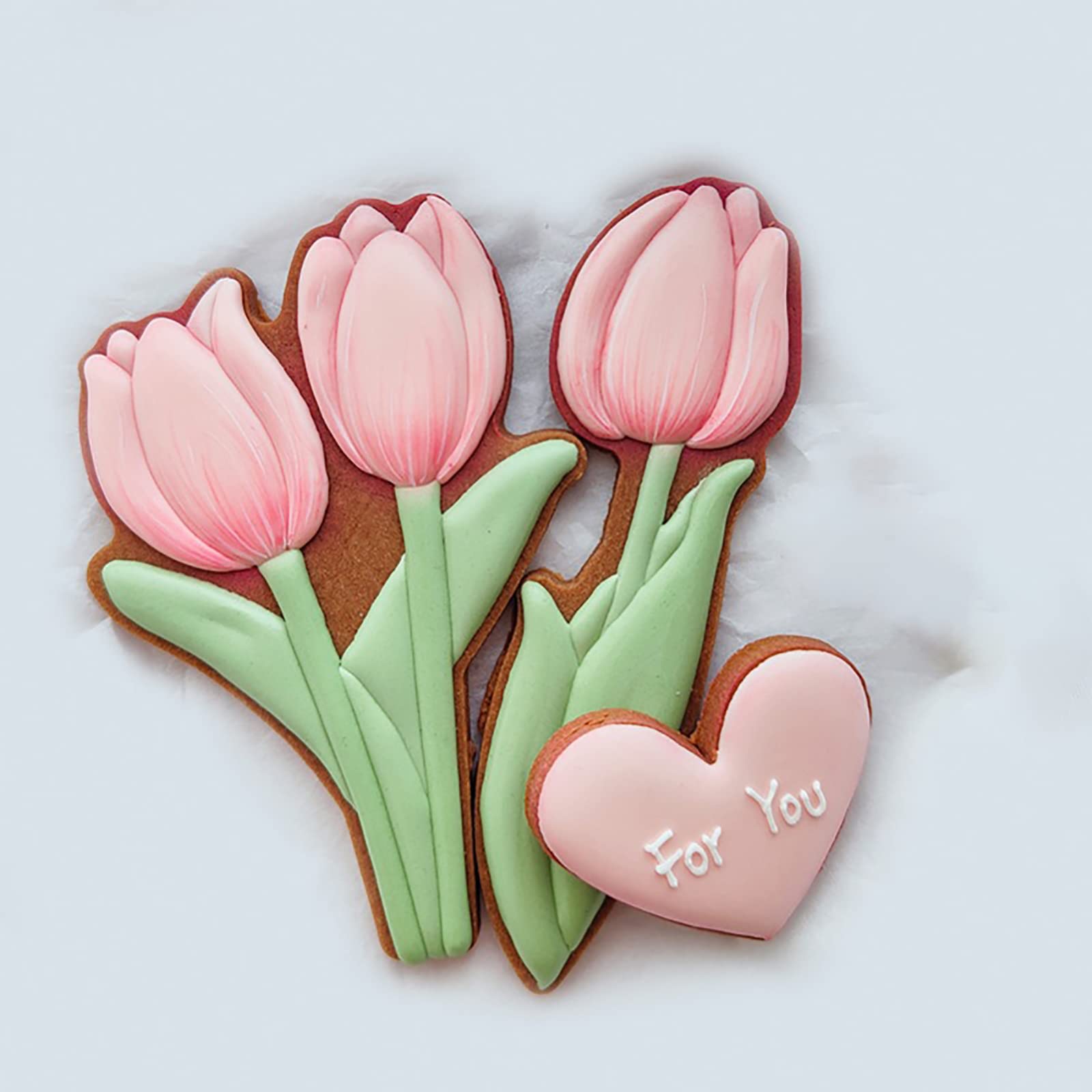 3D Tulip Fondant Embosser & Cookie Stamp for Baking - Double Tulips Design for Cake, Cookie & Fondant Decorating - Perfect for Mother's Day, Birthdays & Special Occasions