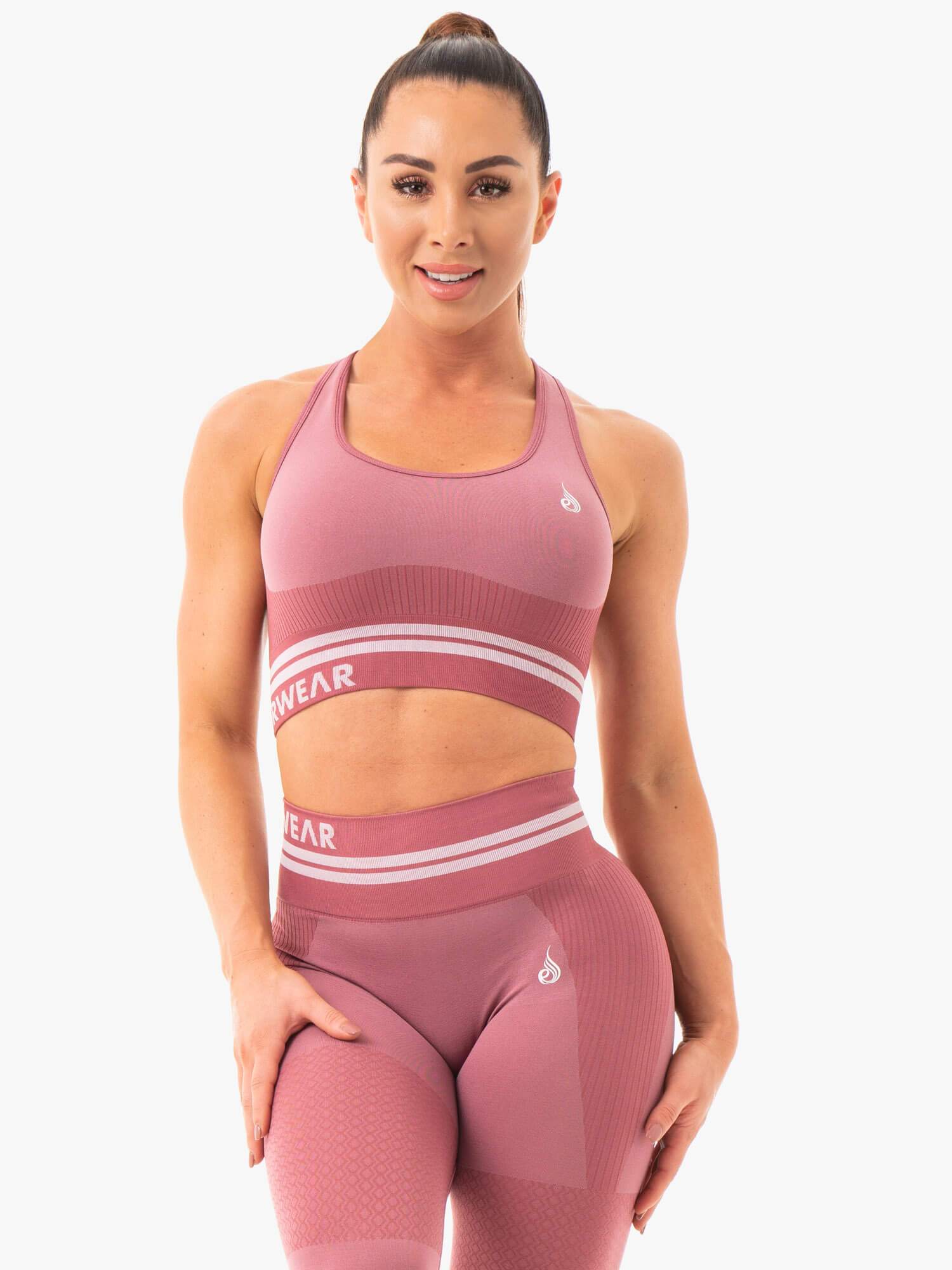 Freestyle Seamless Longline Sports Bra for Women - High Support Workout Top in Dusty Pink - Perfect for Yoga, Running & Gym