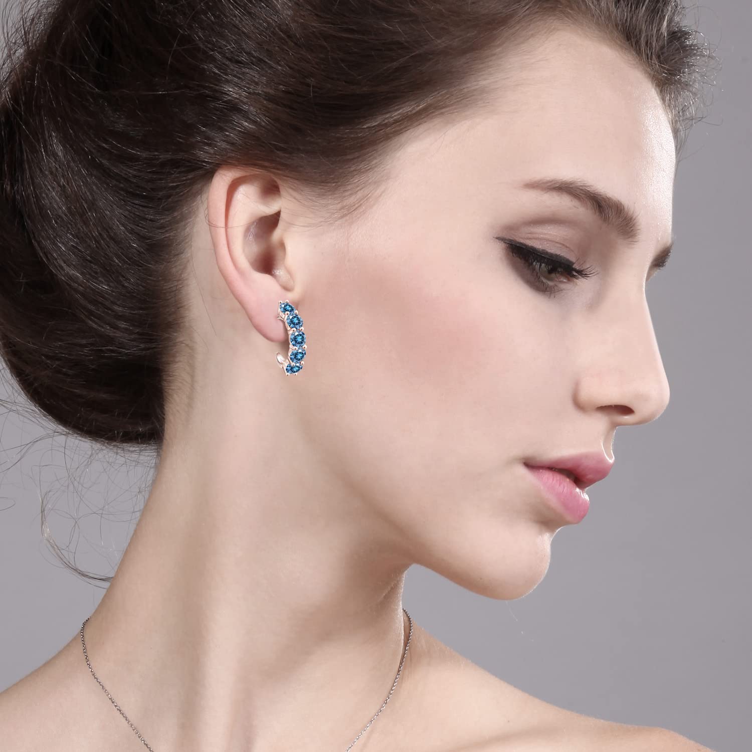 18K Gold Plated Sterling Silver Gemstone Birthstone Open Hoop Earrings for Women | 4MM Round Hoops | Perfect for Everyday Wear, Gifts & Special Occasions