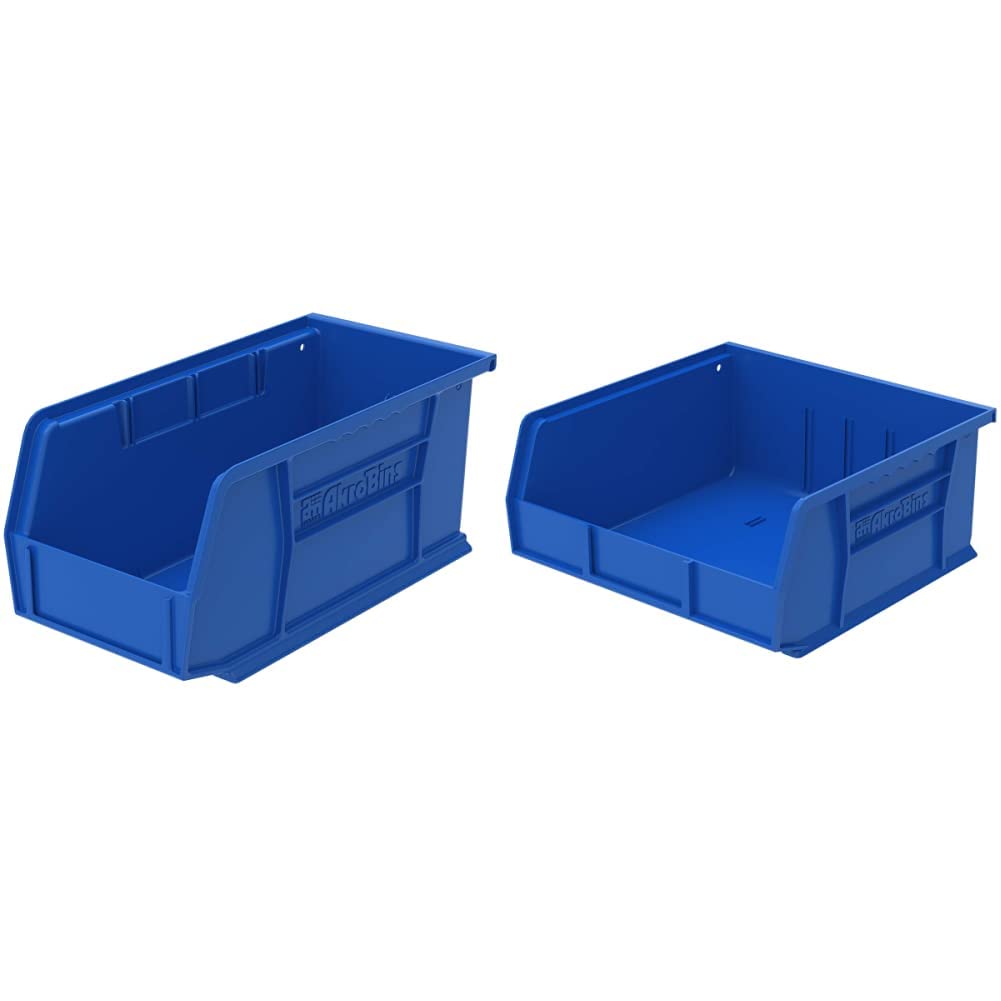 Akro-Mils 30230 & 30235 AkroBins Plastic Storage Containers - Hanging & Stackable Organizer Bins for Garage, Workshop, Office (Blue, 12-Pack & 6-Pack) - Perfect for Tool Storage, Craft Supplies & Home Organization
