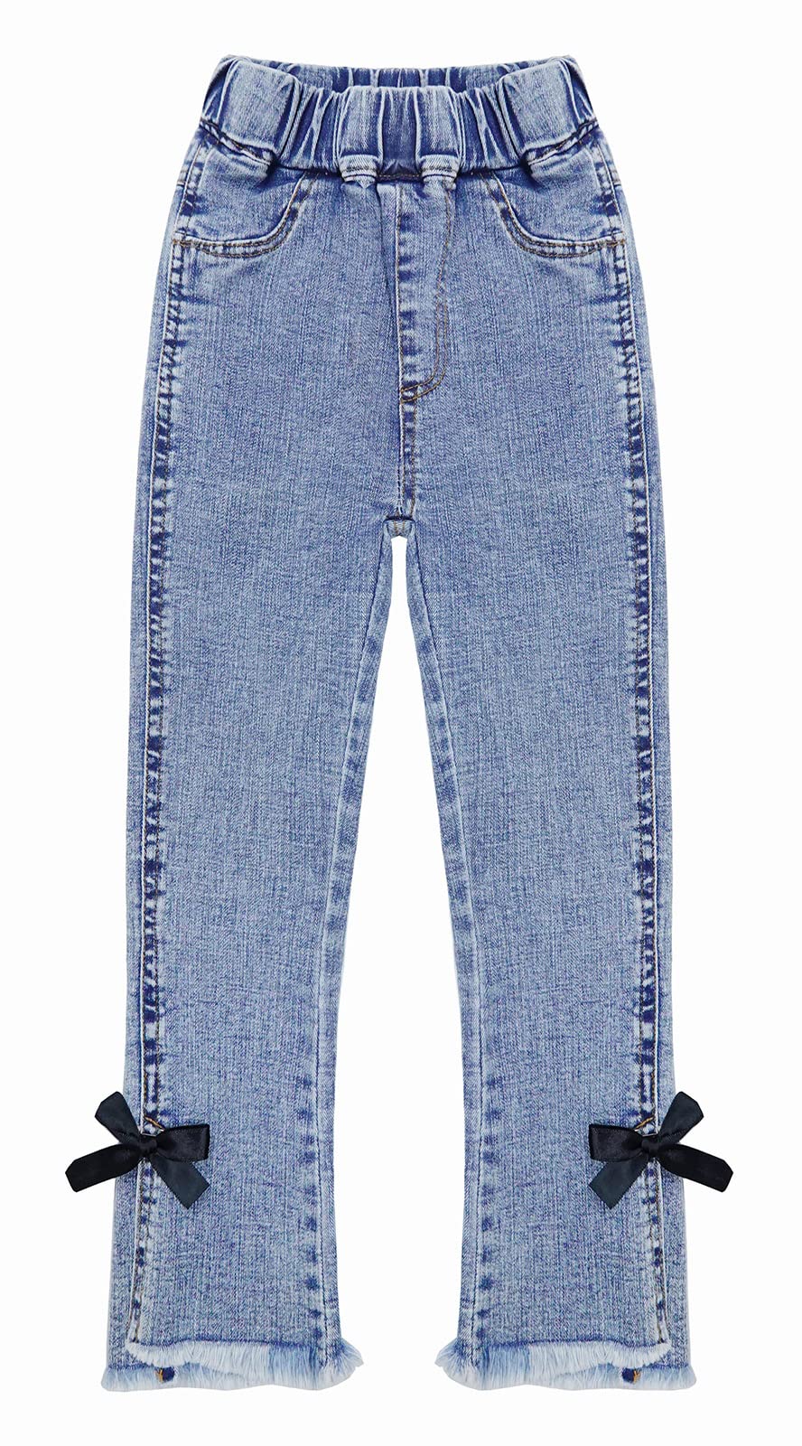 KIDSCOOL SPACE Girls Elastic Waist Slim Jeans - Ripped Fashion Denim Pants for School, Play & Everyday Wear | Comfortable Stretchable Jeans for Active Girls