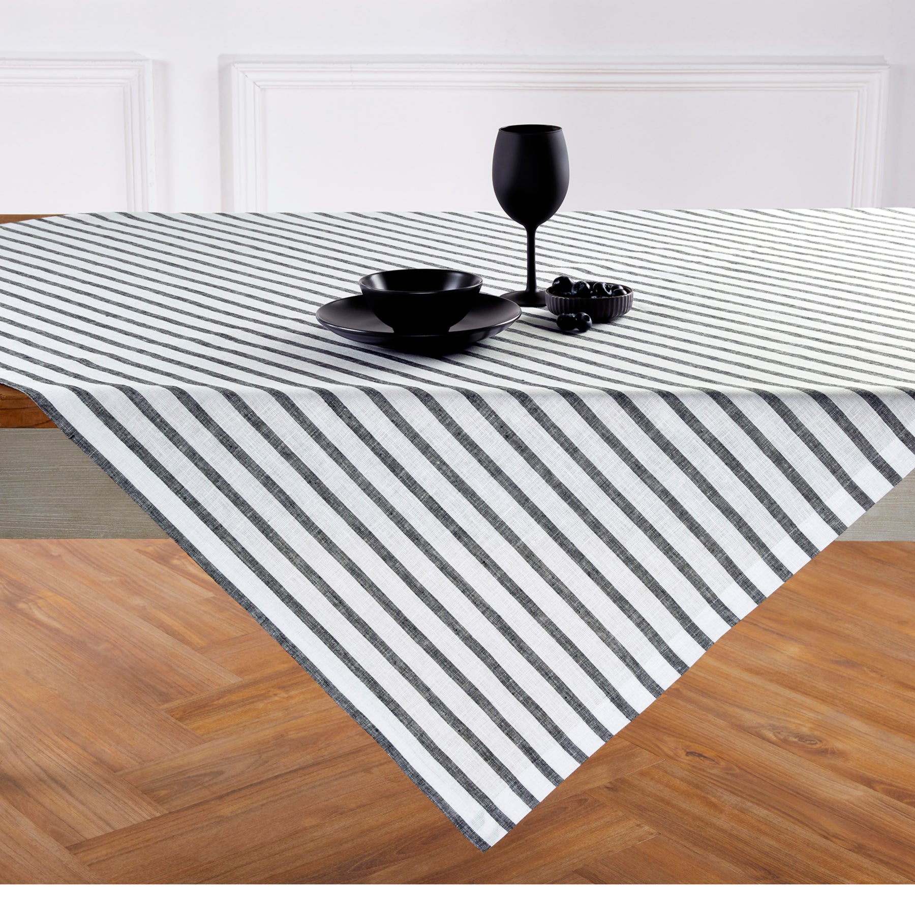 Madison Stripe Table Throw - Stylish Cotton Tablecloth for Dining Room & Kitchen Decor - Perfect for Parties, Holidays & Everyday Use