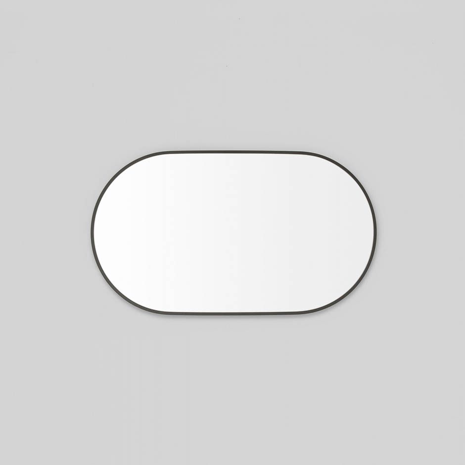 MIDDLE OF NOWHERE Black Oval Wall Mirror 40x70cm - Modern Minimalist Home Decor for Living Room, Bedroom & Entryway