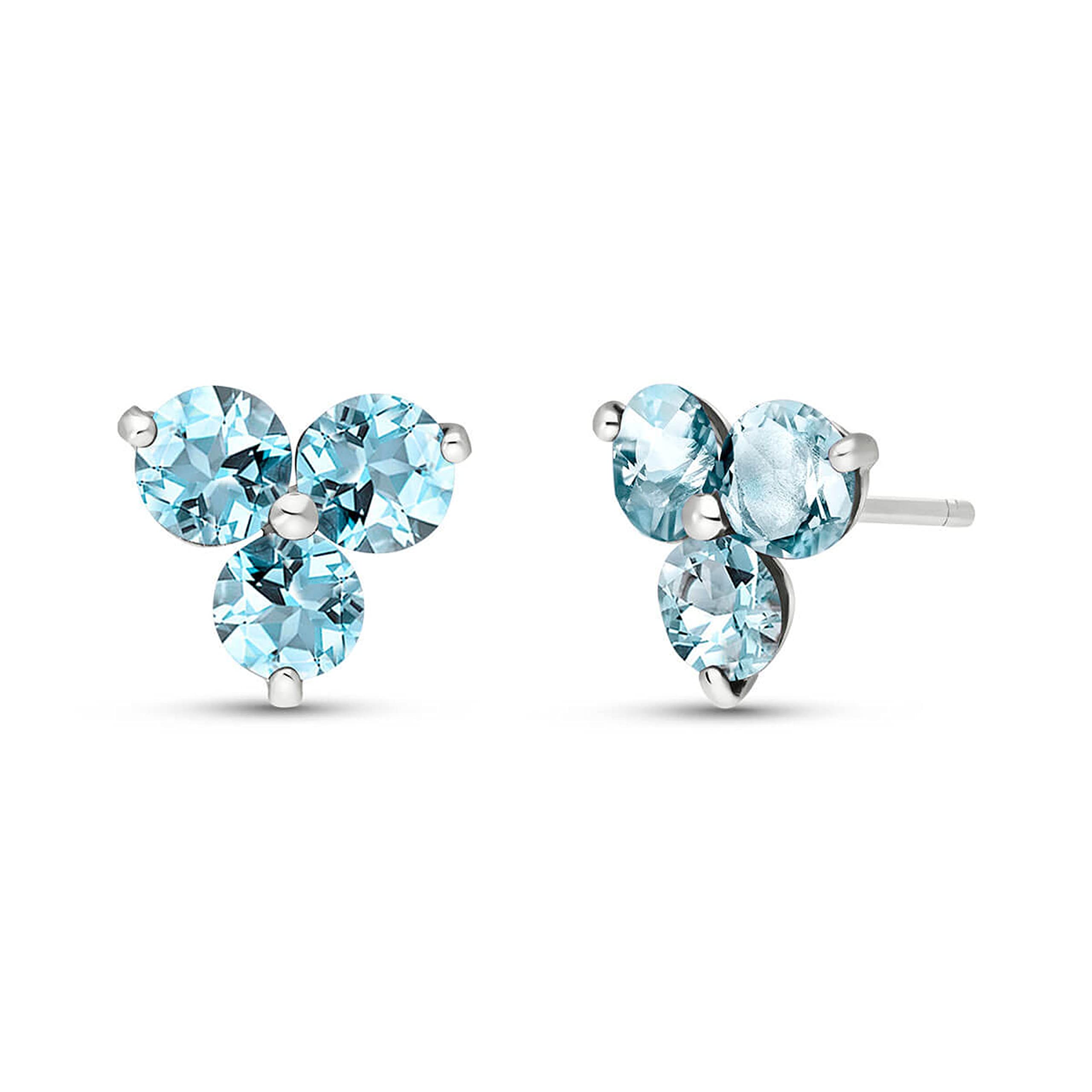 14K Solid Gold Stud Earrings with Aquamarine Gemstones - Dainty March Birthstone Jewelry for Women - Perfect for Everyday Wear, Gift Giving & Special Occasions