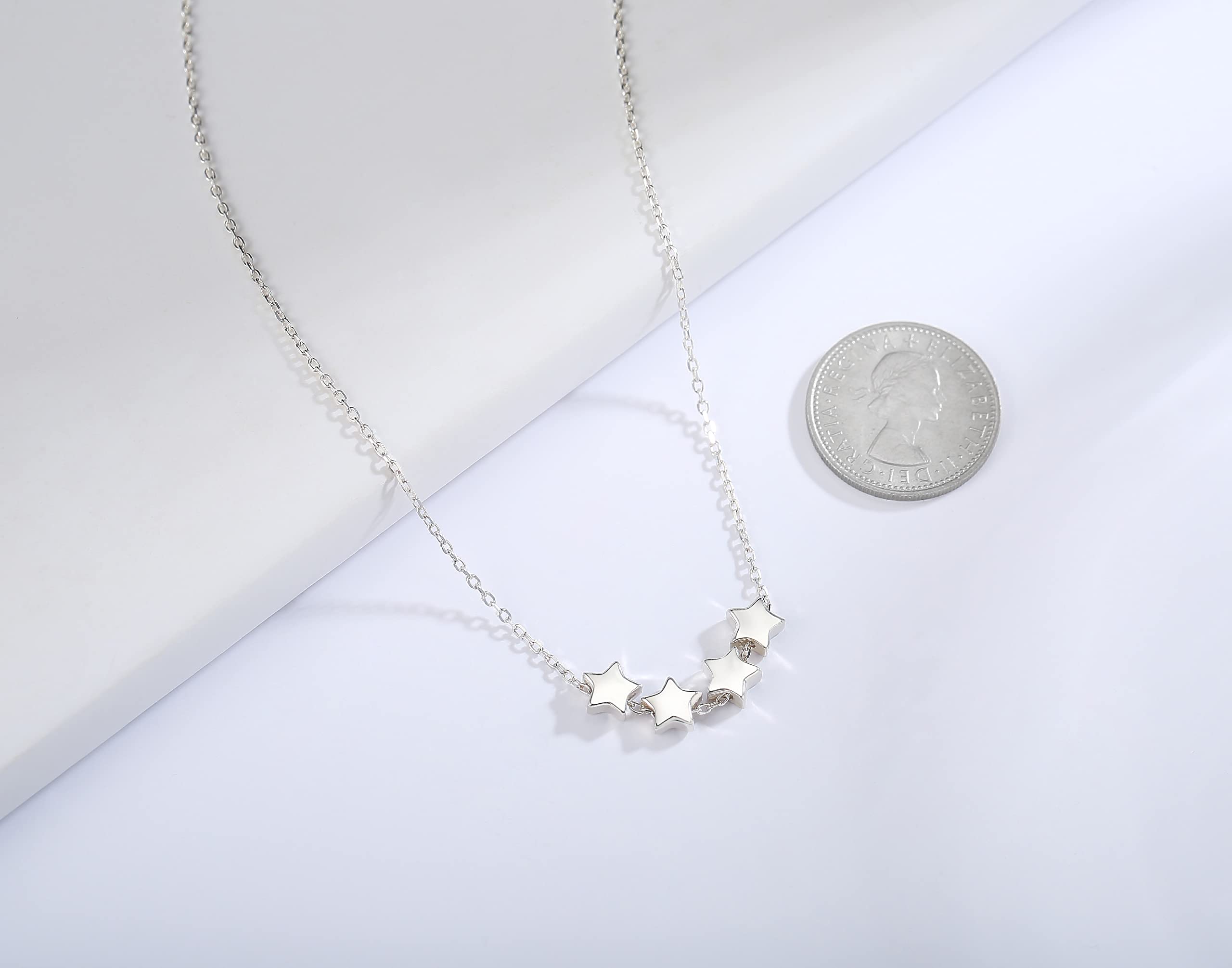 40th Birthday Gifts for Women - Sterling Silver Four Star Necklace with 6mm Star Beads | Elegant Dainty Star Jewelry for 1985 Born | Perfect Anniversary, Graduation & Special Occasion Gift