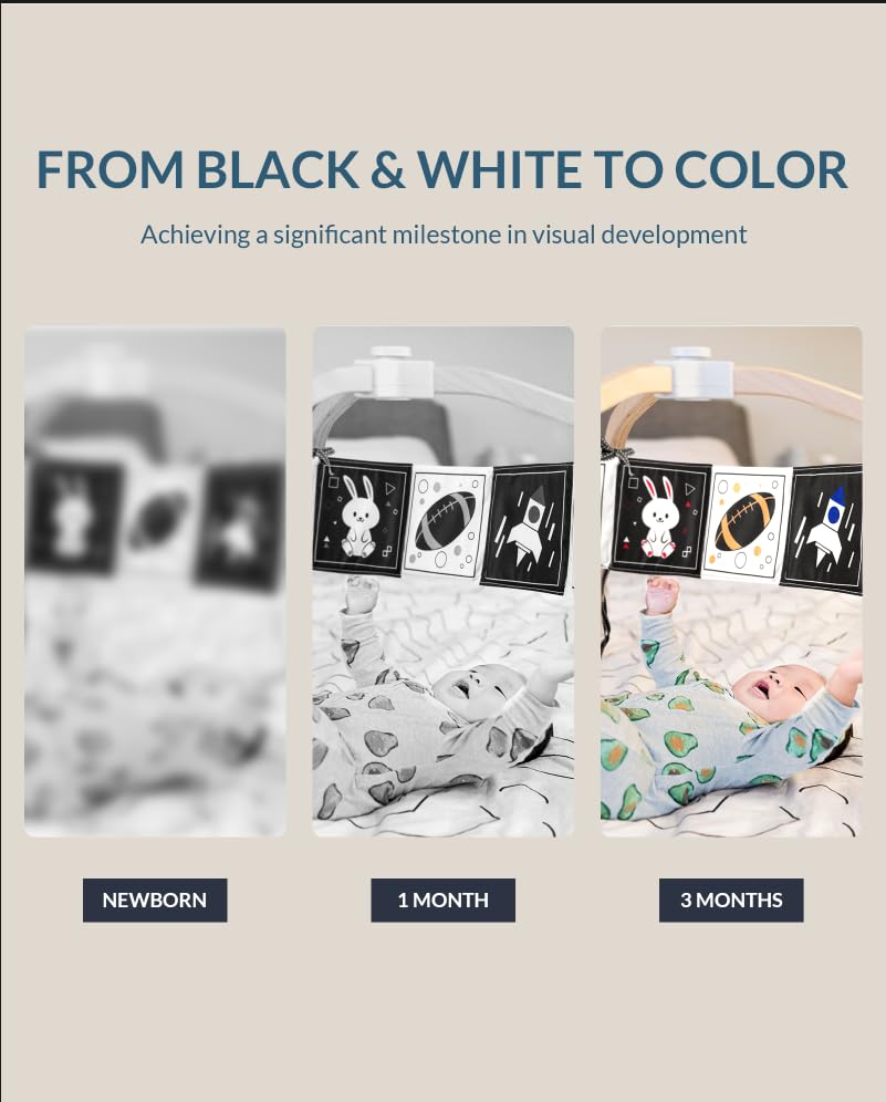 Infinno High Contrast Crinkle Cloth Activity Book - Black & White Baby Toys for 0-6 Months | Infant Sensory Mirror & Tummy Time Toys | Essential Newborn Developmental Gifts for Playtime & Learning