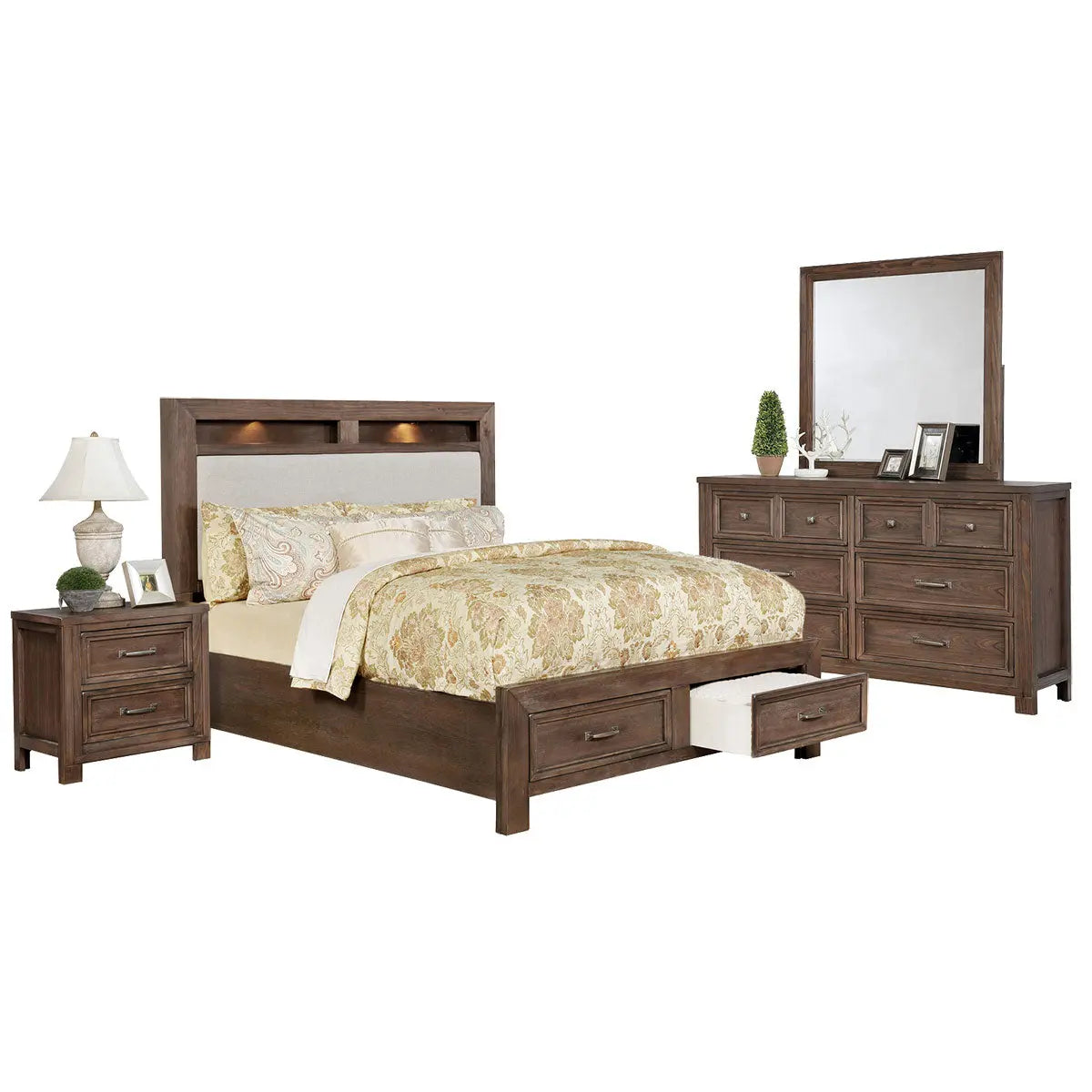 Darcy Queen Bedroom Set with 1700 Thread Count Sheets - Perfect for Master Bedrooms & Guest Rooms