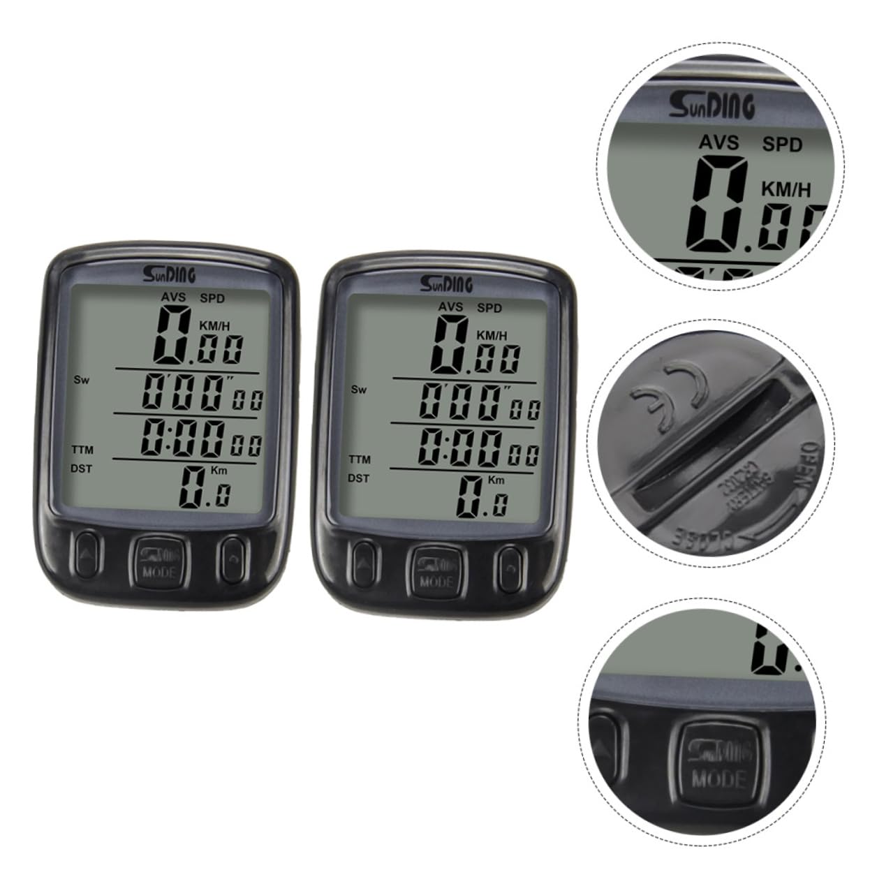 2 Sets Bike Speedometer with Stopwatch - Waterproof Cycling Computer for Bicycle, Exercise Bike & Kayak - Track Speed, Distance & Time - Ideal for Outdoor Sports & Fitness Training