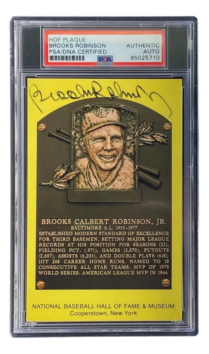 Authentic Brooks Robinson Signed 4x6 Baltimore Orioles HOF Plaque Card with PSA/DNA Certification 85025710 - Perfect for Baseball Memorabilia Collections & Sports Fan Gifts