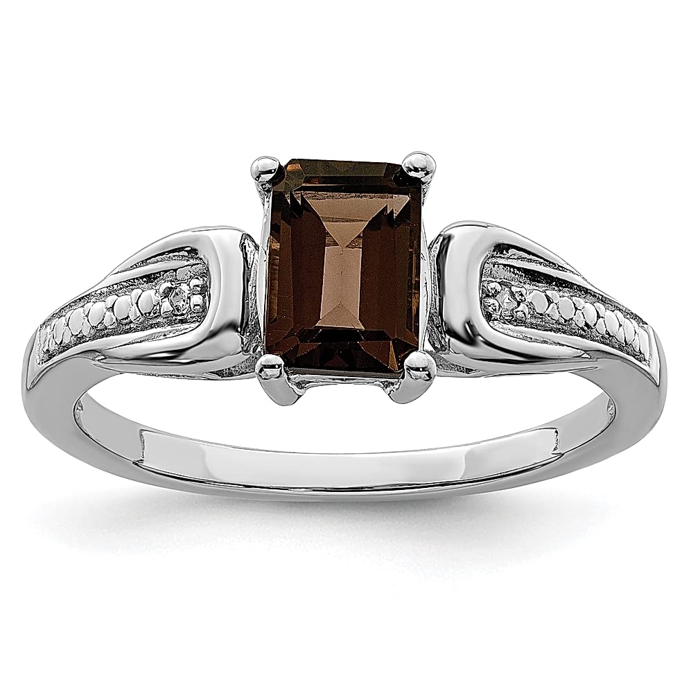 925 Sterling Silver Diamond & Smoky Quartz Ring - Elegant Gemstone Jewelry for Women | Perfect Gift for Her, Anniversary, Birthday & Special Occasions | Handcrafted Fine Jewelry for Everyday Wear & Evening Elegance
