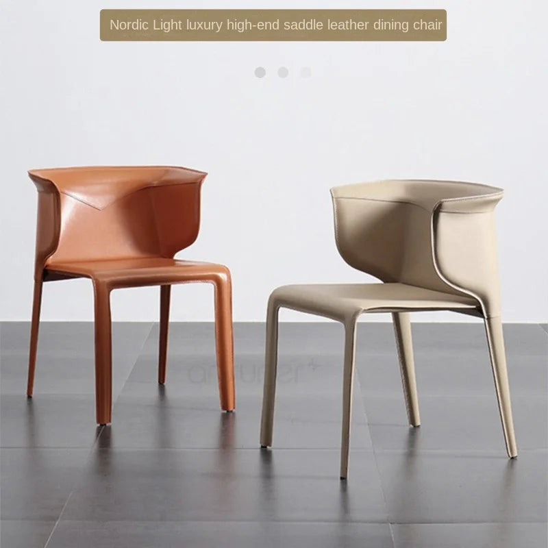 Premium Italian Saddle Leather Dining Chair - Handcrafted Luxury Seating for Elegant Home & Restaurant Decor | Perfect for Formal Dining Rooms, Kitchen Islands & Fine Dining Establishments